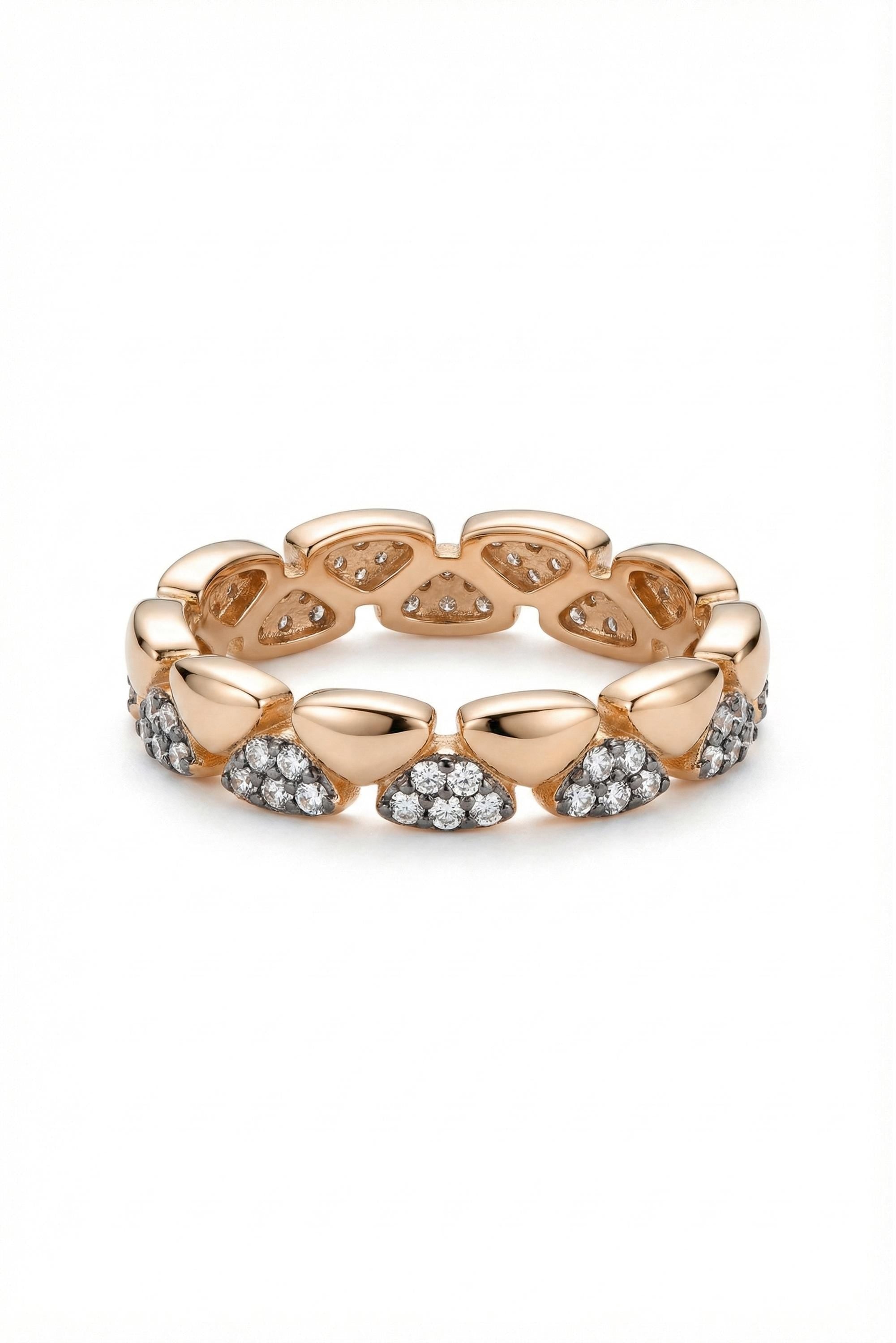 14K Gold Geometric Alternating Pavé Eternity Band