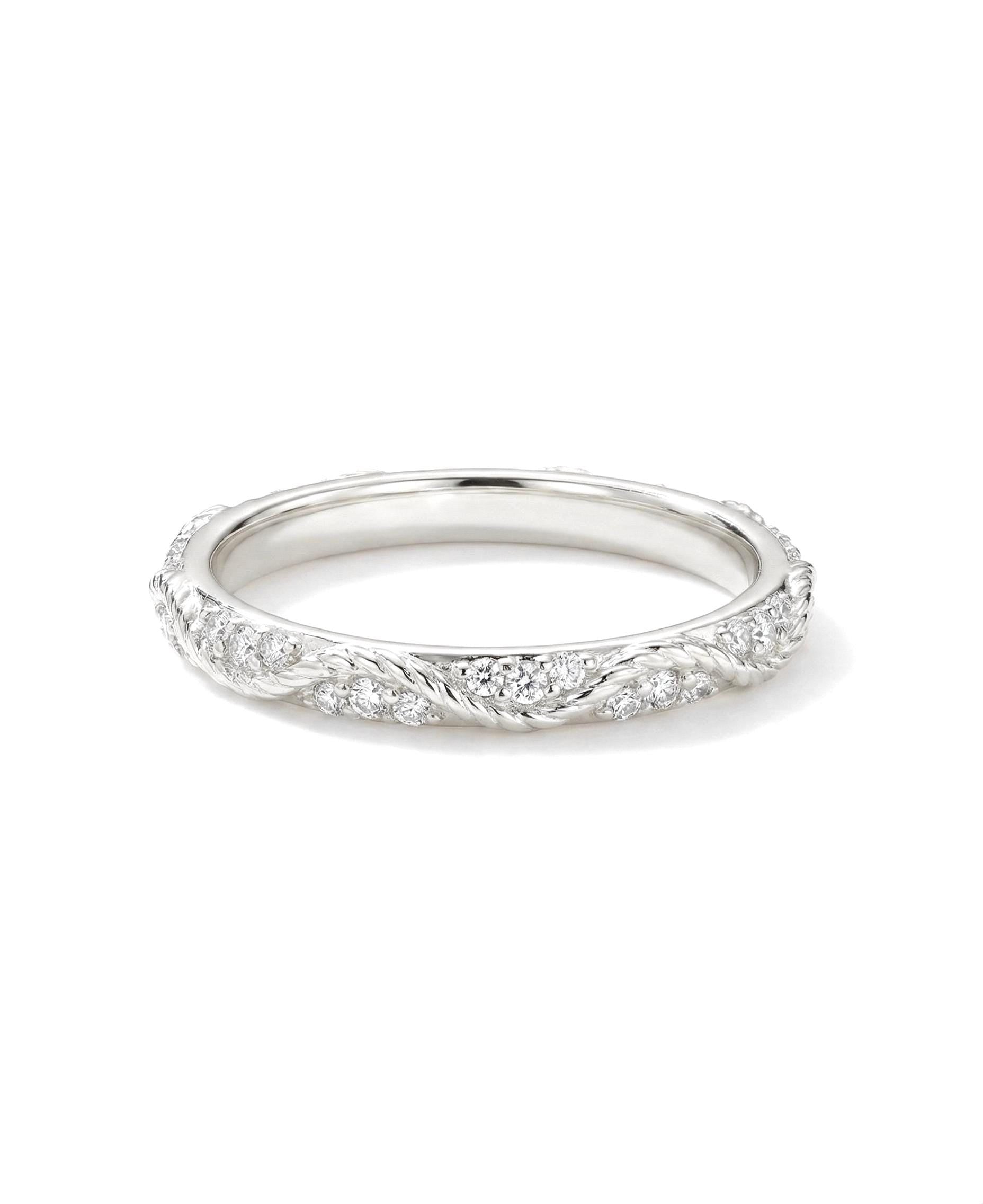 14K Gold Diamond Leaf Band