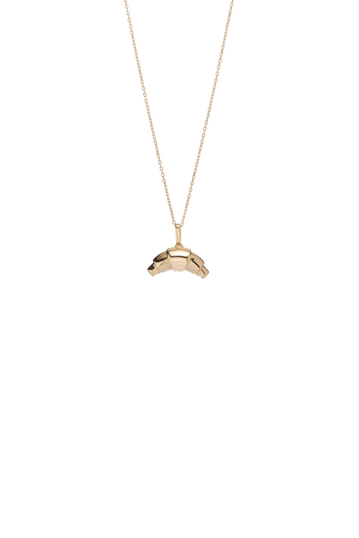 14K Gold Croissant Pendant Necklace