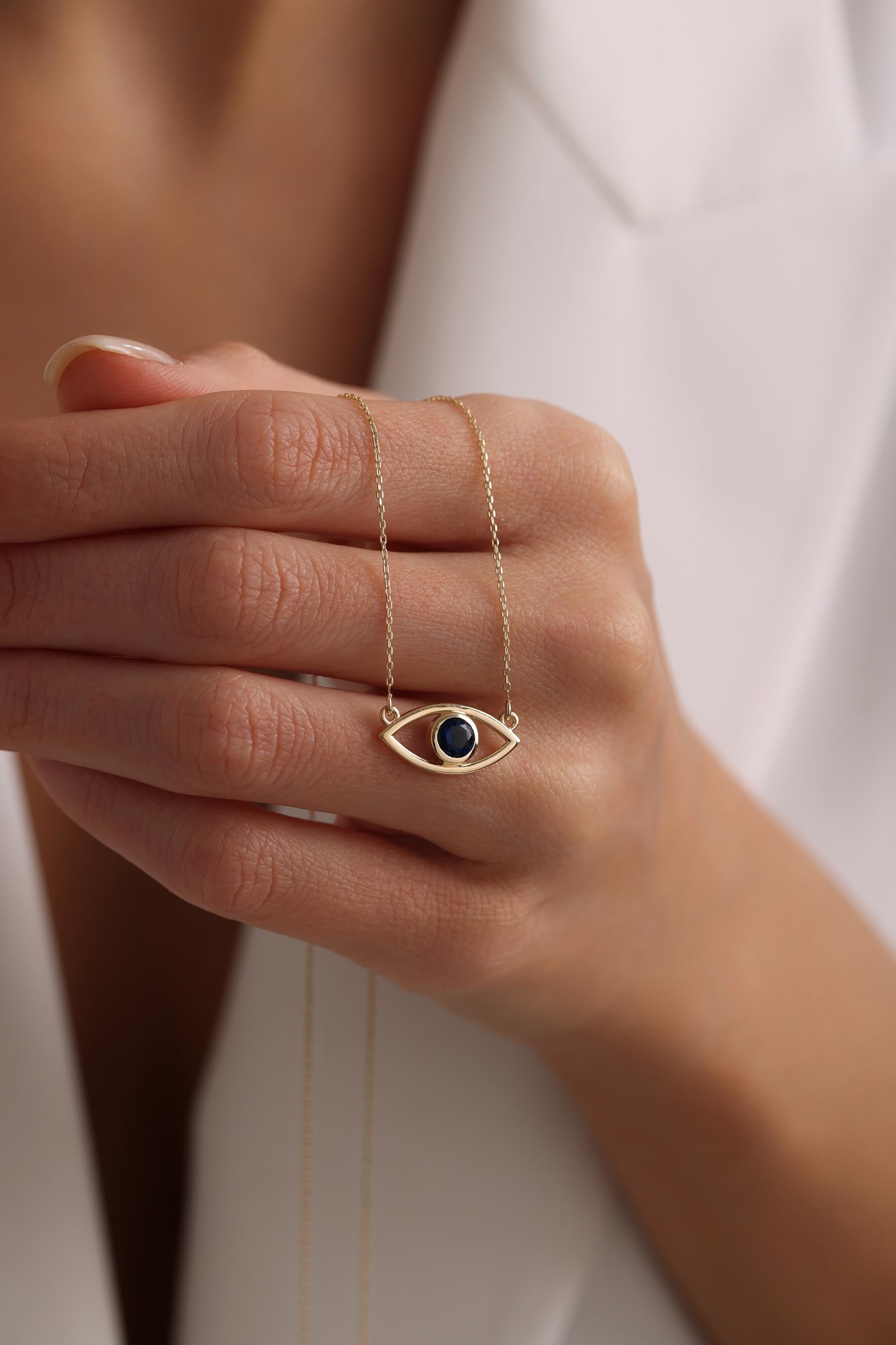 14K Gold Evil Eye Necklace
