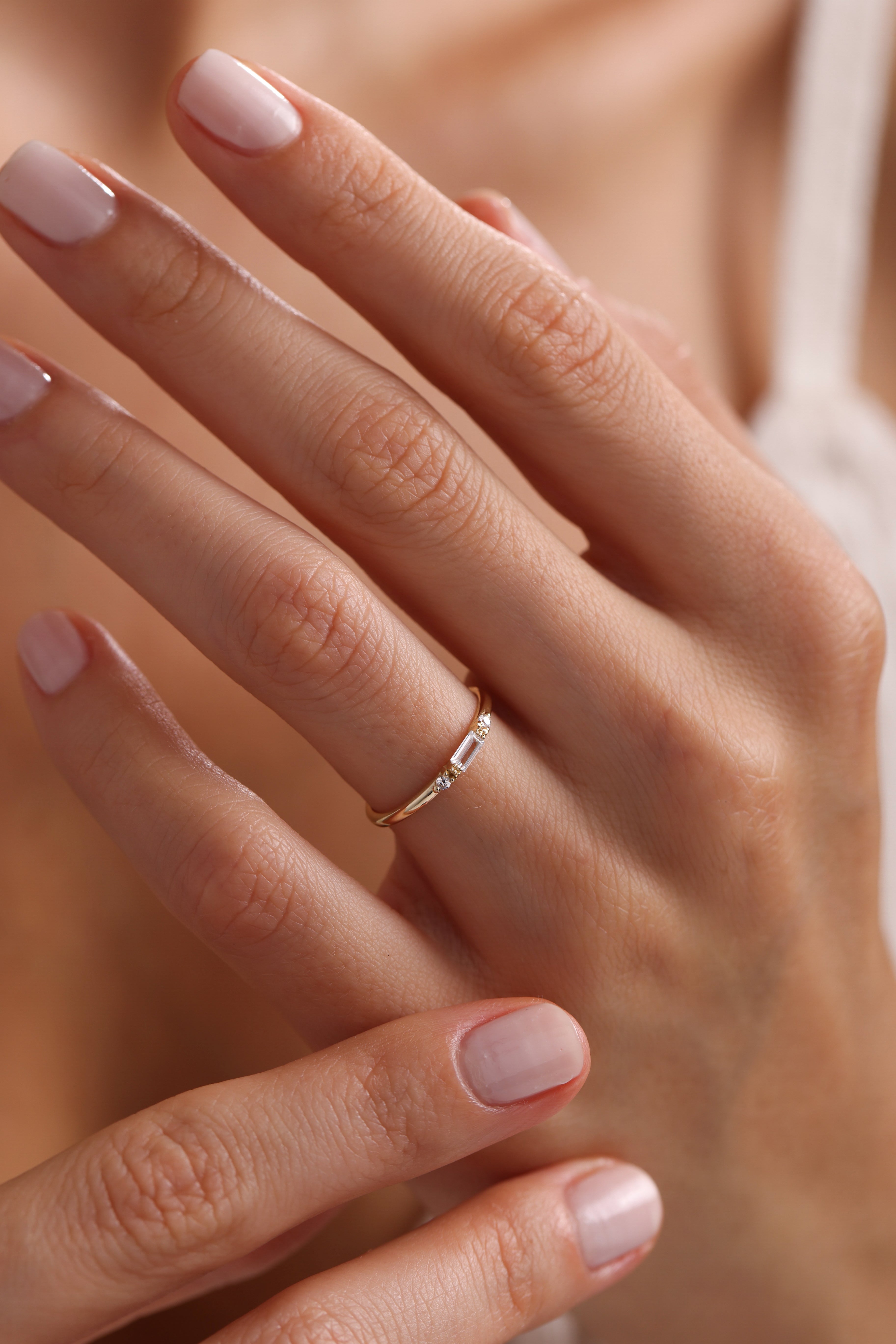 14k Gold Baguette Accent Ring