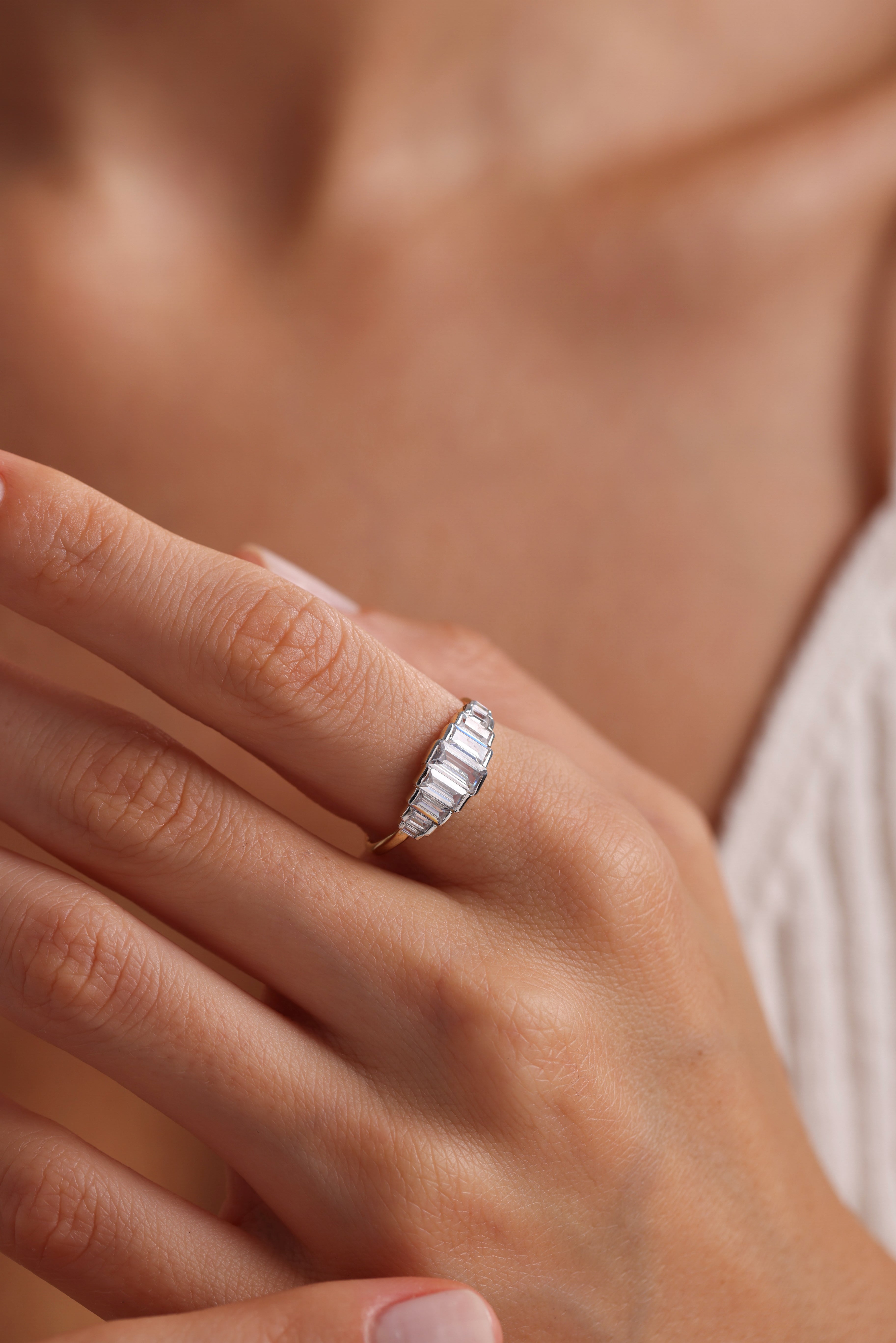 14k Gold Seven Baguette Diamond Band