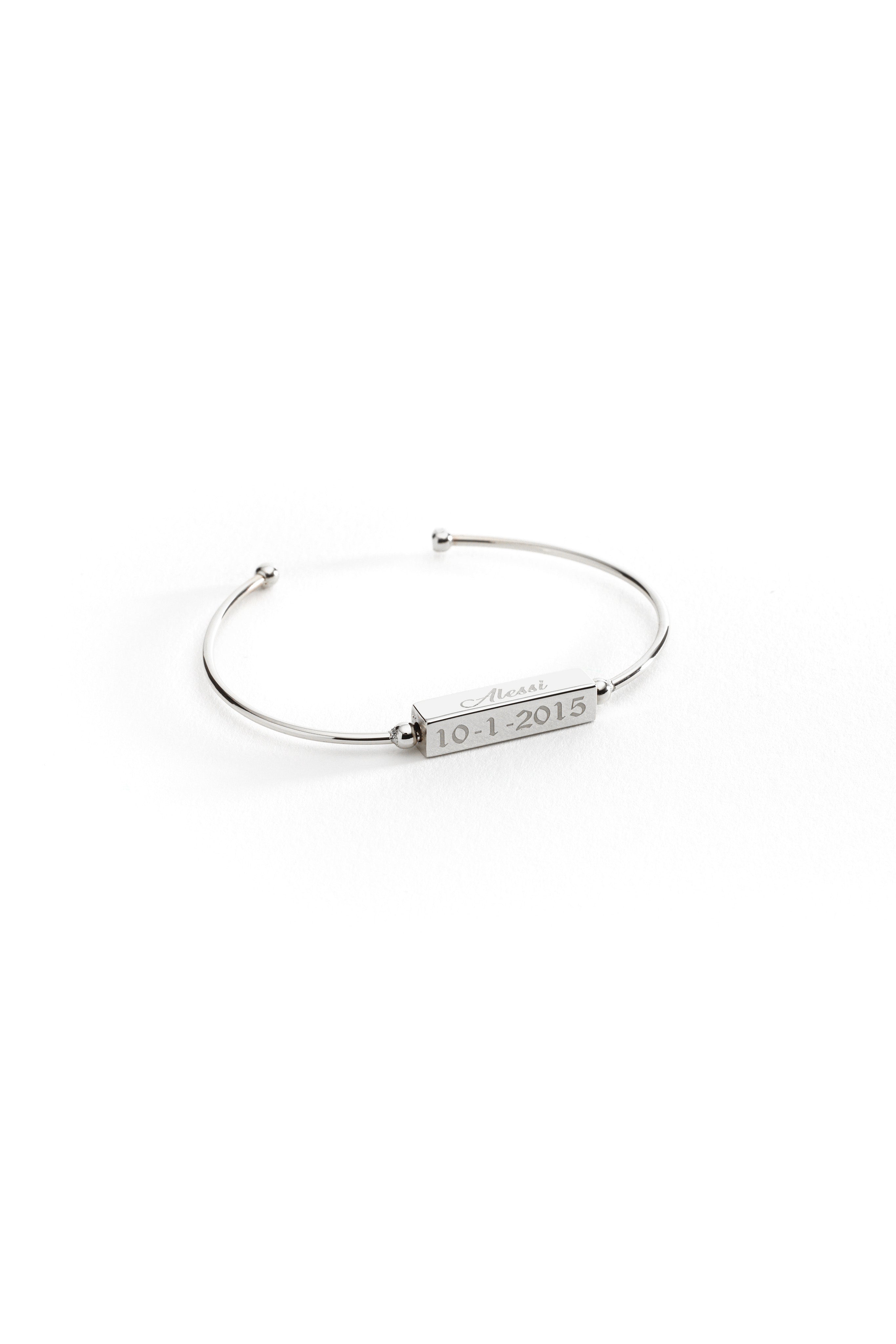 14k Gold 3D Bar Bangle Bracelet