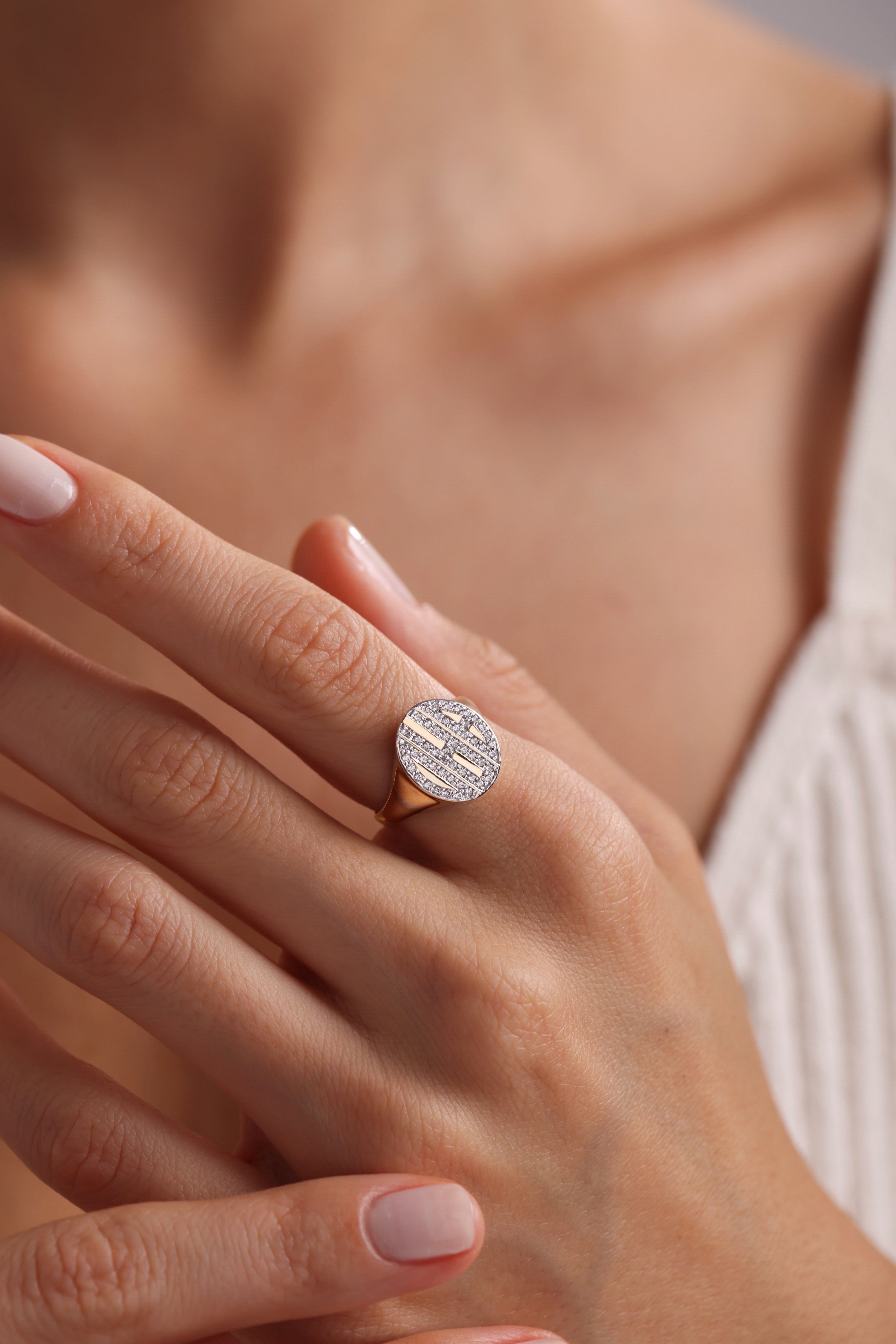 14k Gold Initial Signet Ring