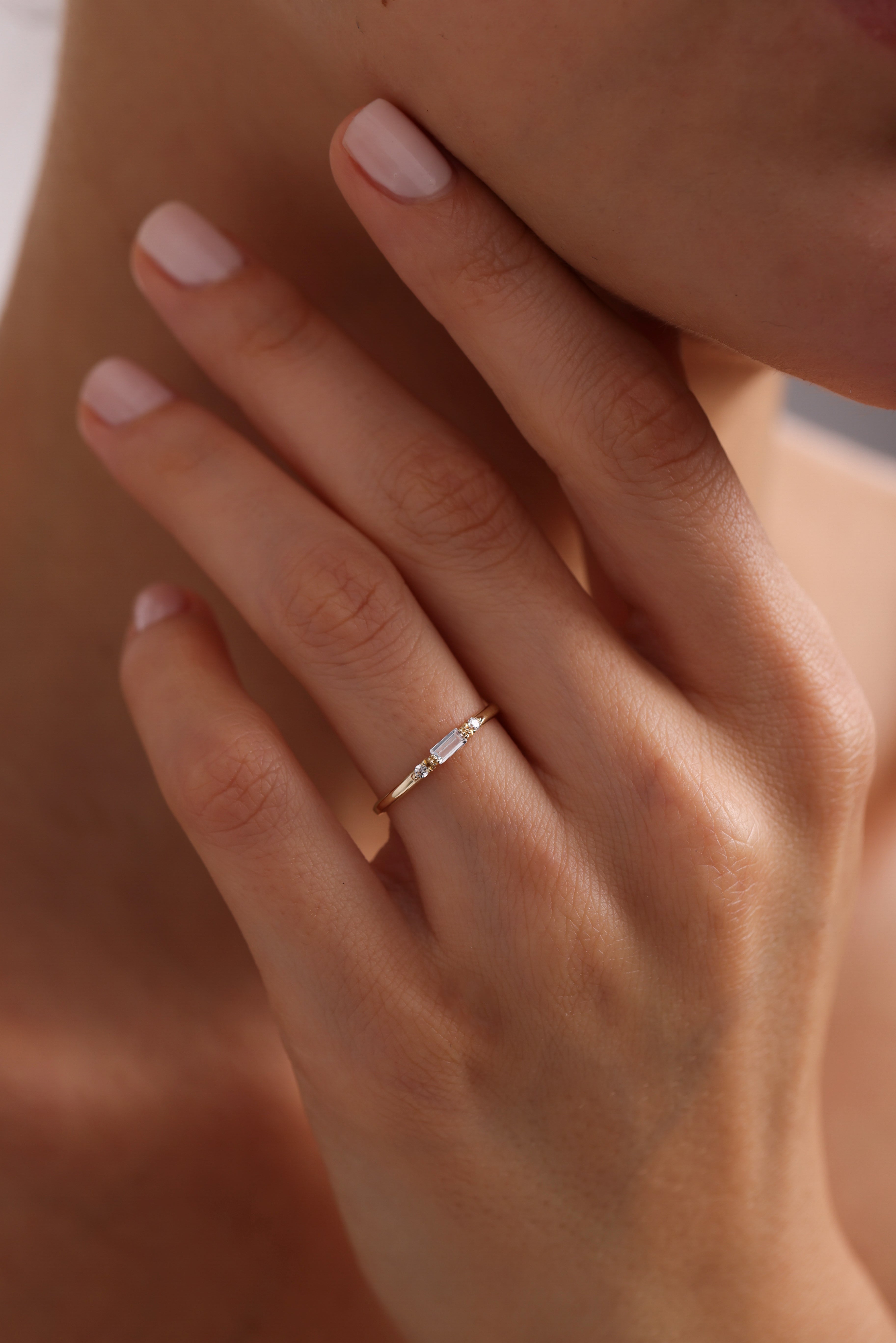 14k Gold Baguette Accent Ring