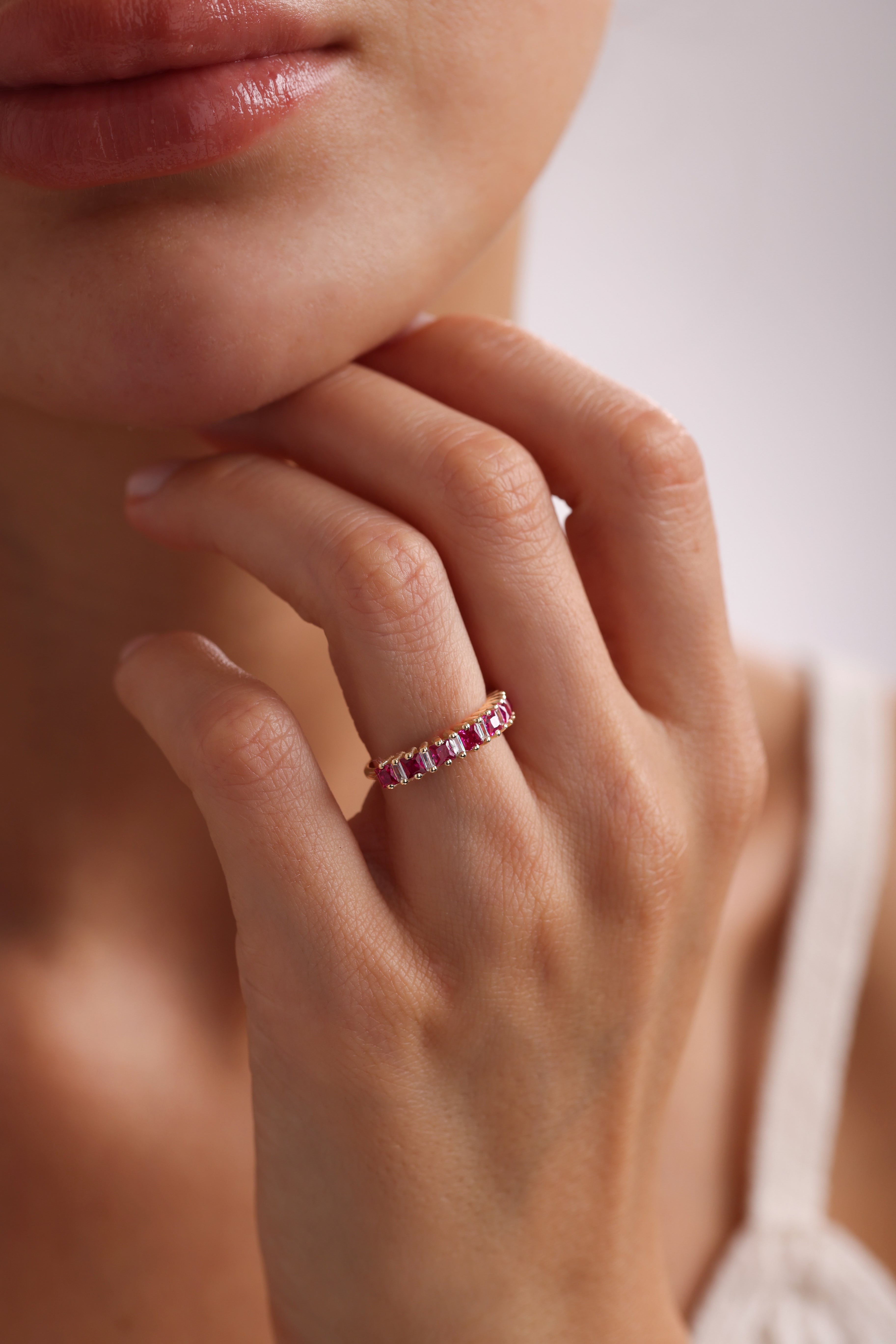 14k Gold Ruby Baguette Ring