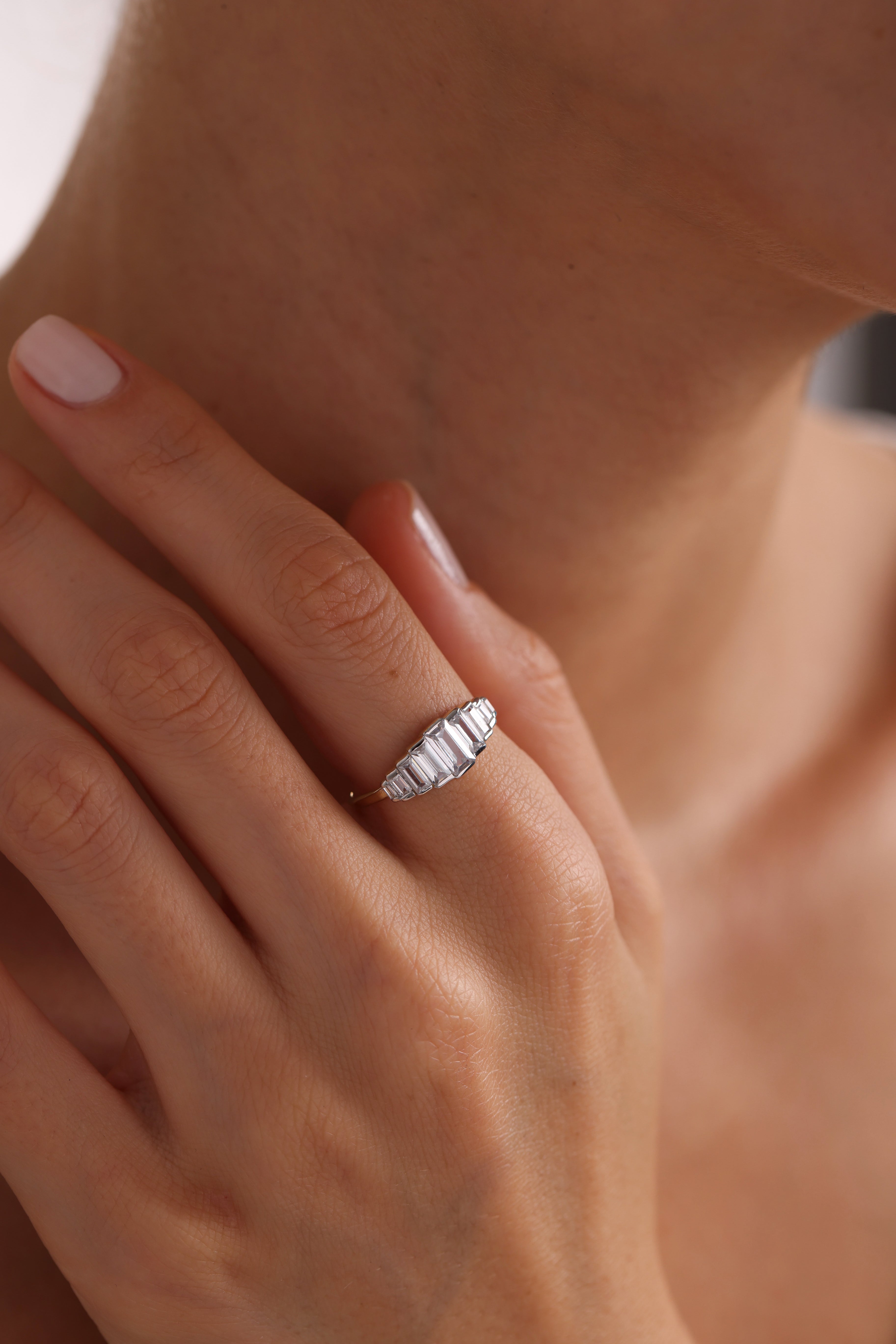 14k Gold Seven Baguette Diamond Band