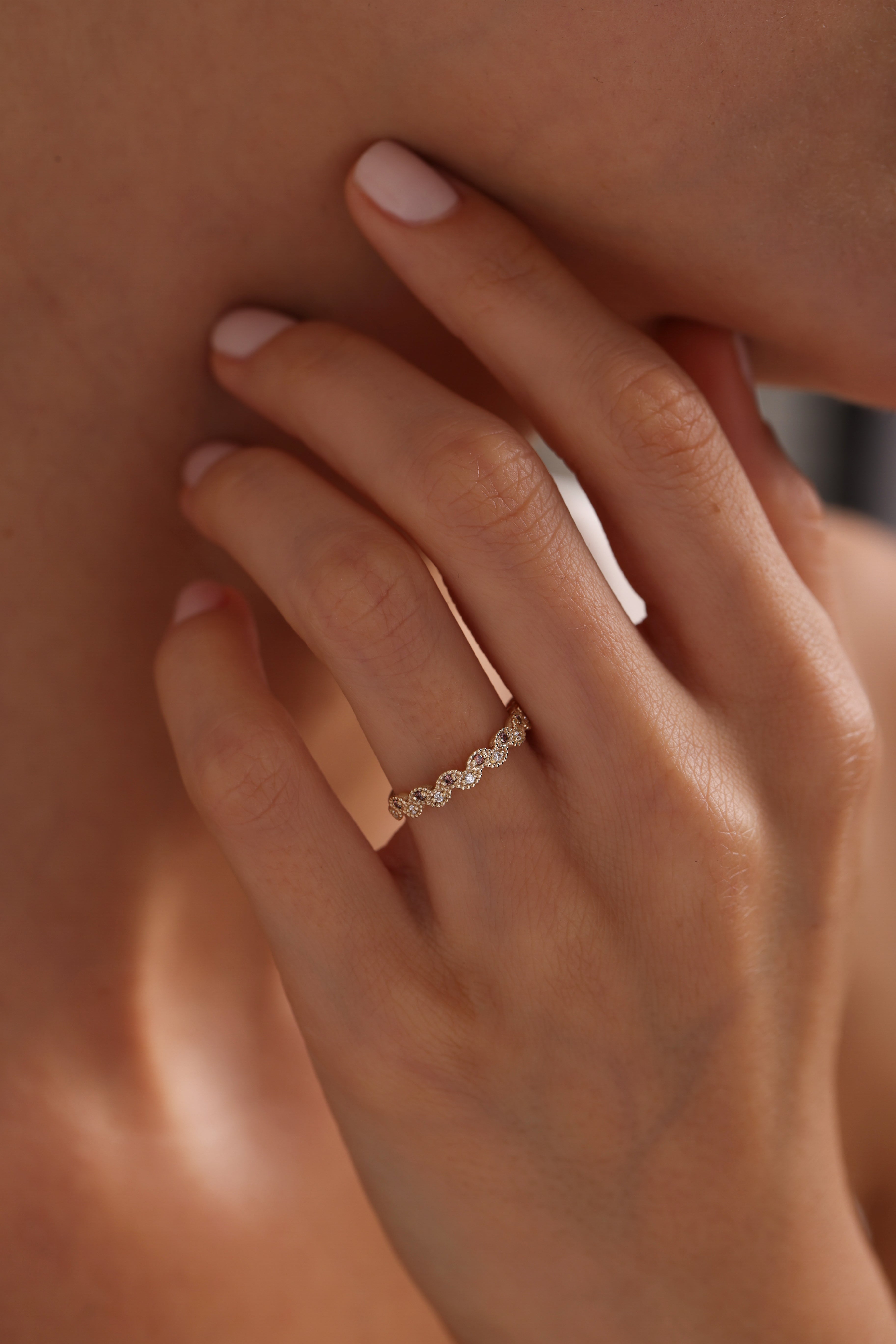 14k Gold Brown Diamond Marquise Band