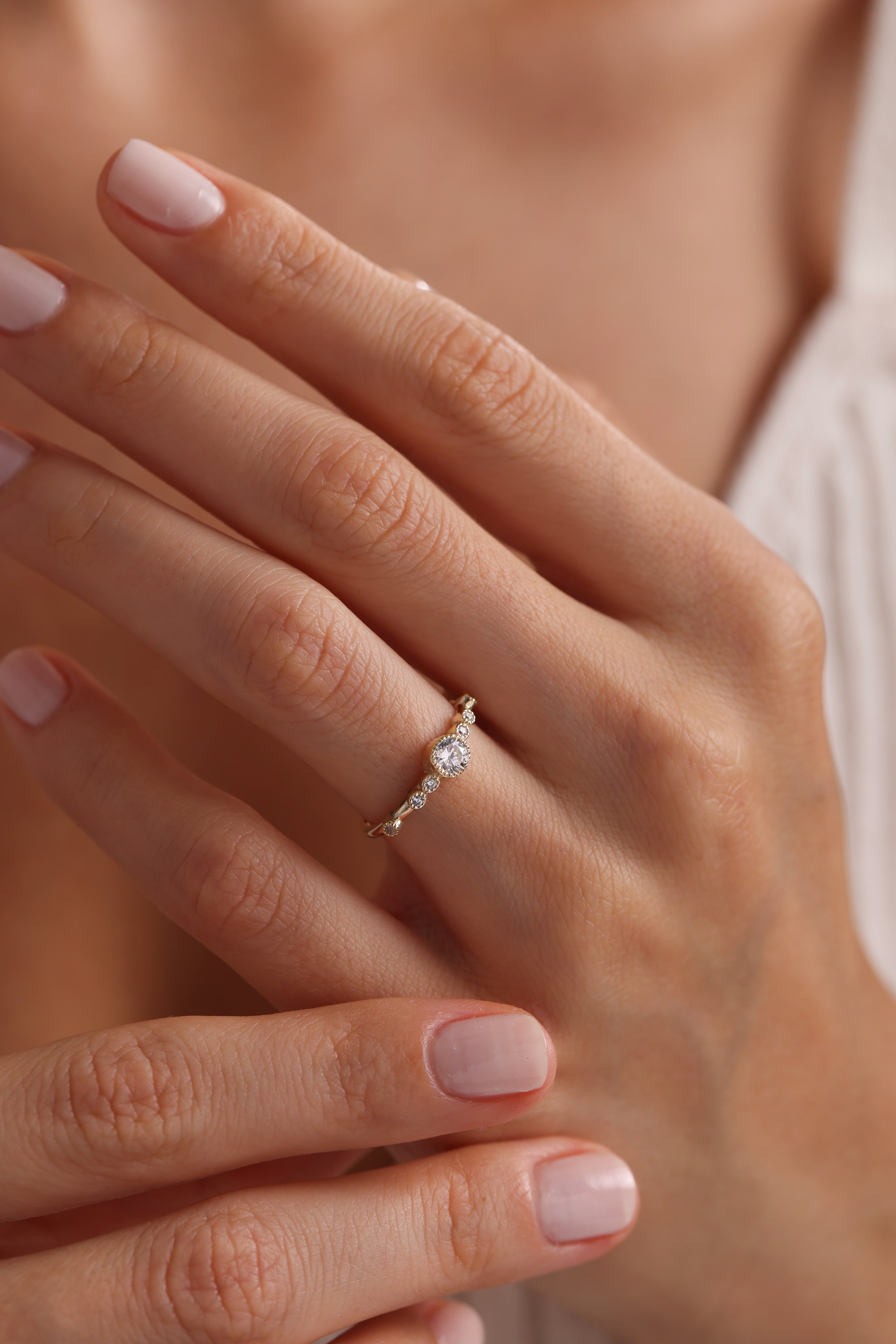 14k Gold Bezel Diamond Ring