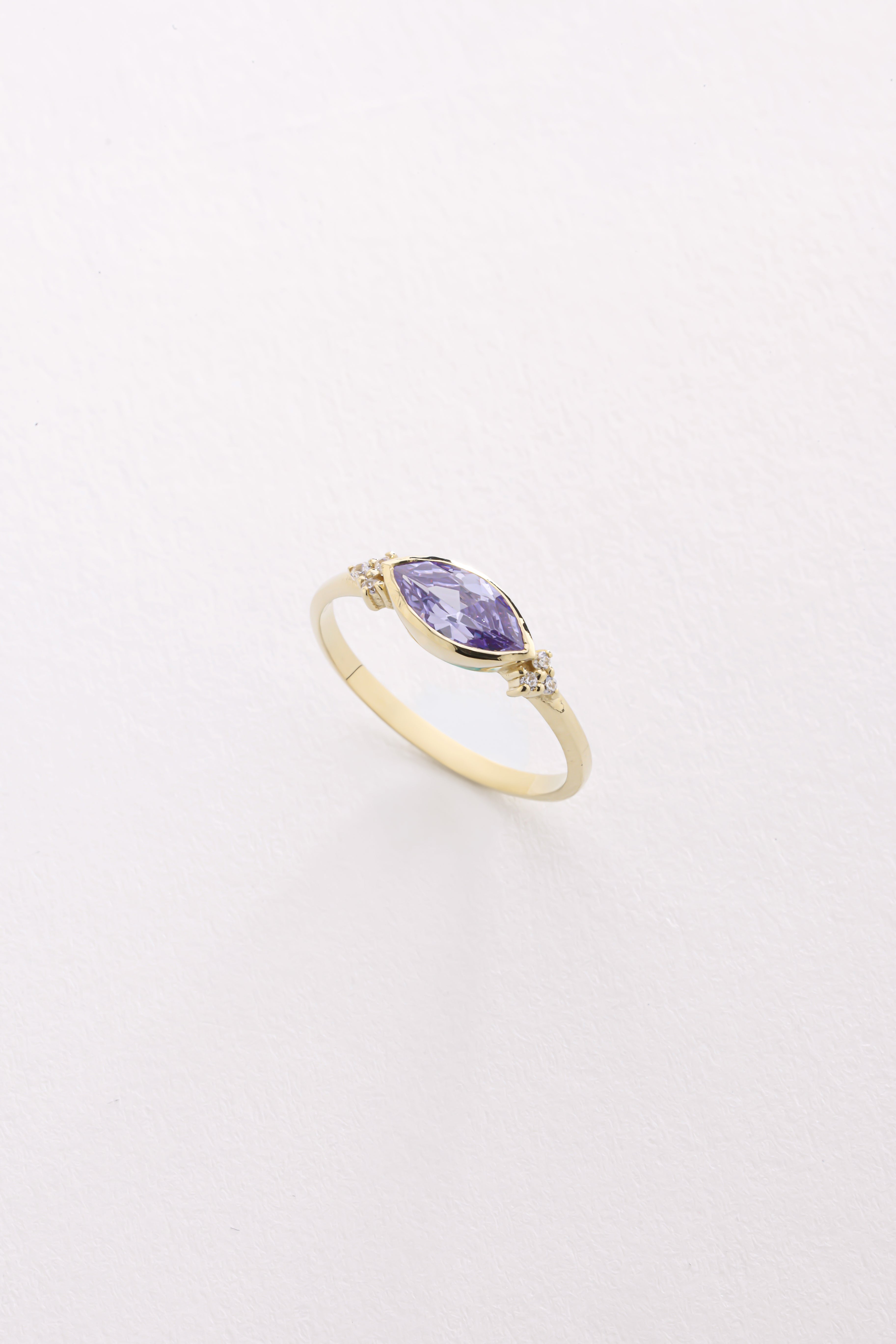 14k Marquise Amethyst Ring