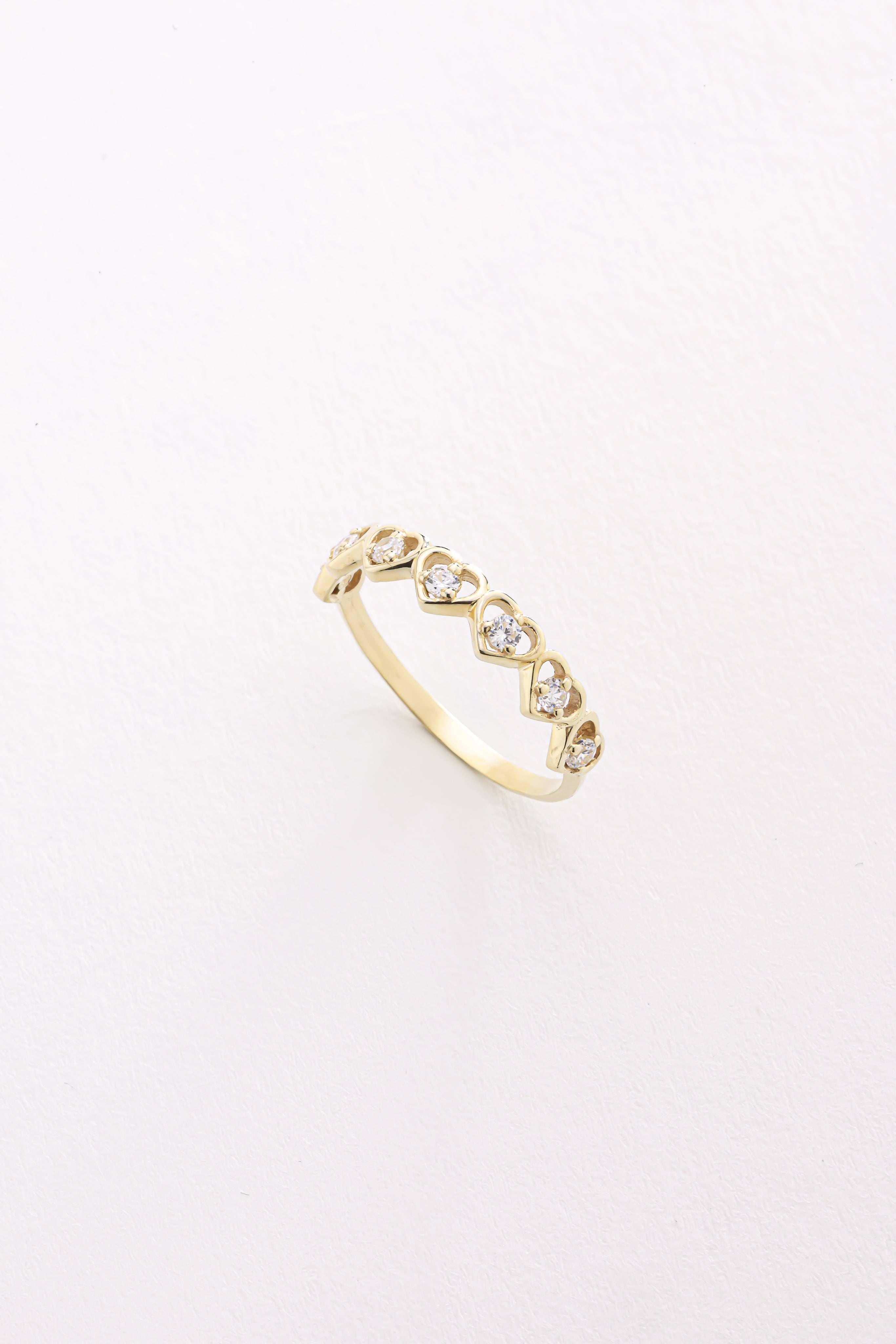 14k Gold Half Eternity Heart Ring