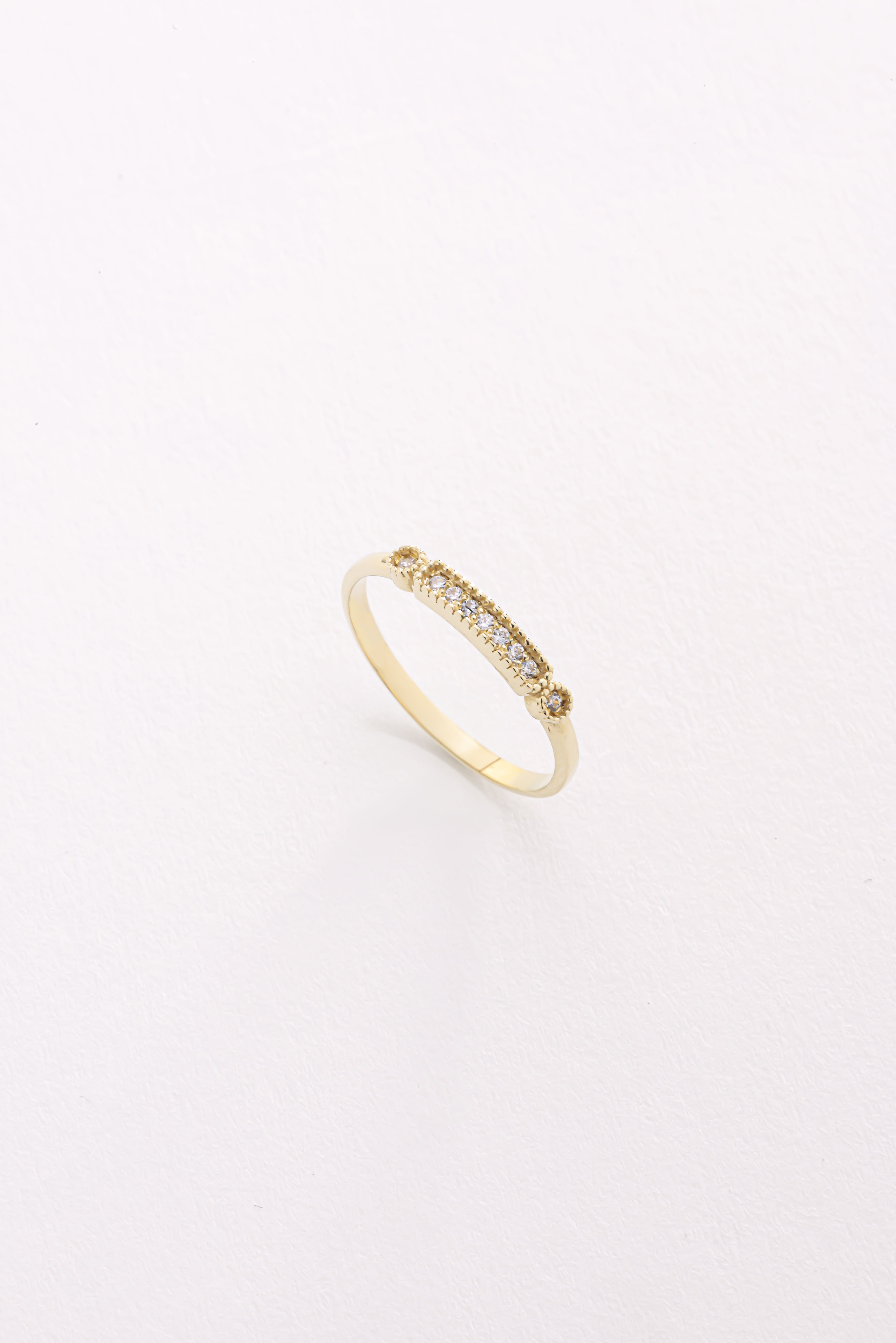 14k Gold Diamond Bar Ring