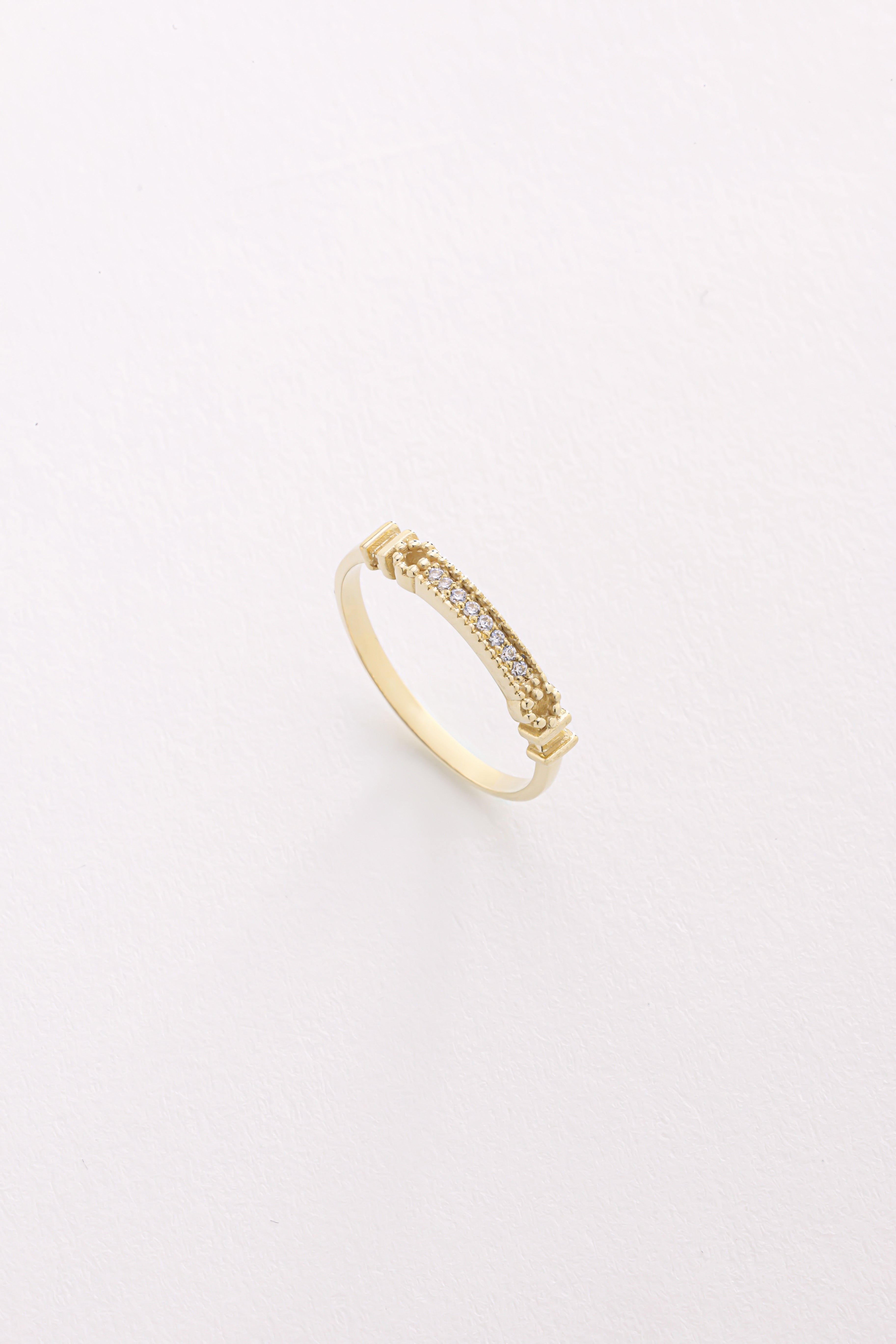 14k Gold Diamond Bar Ring