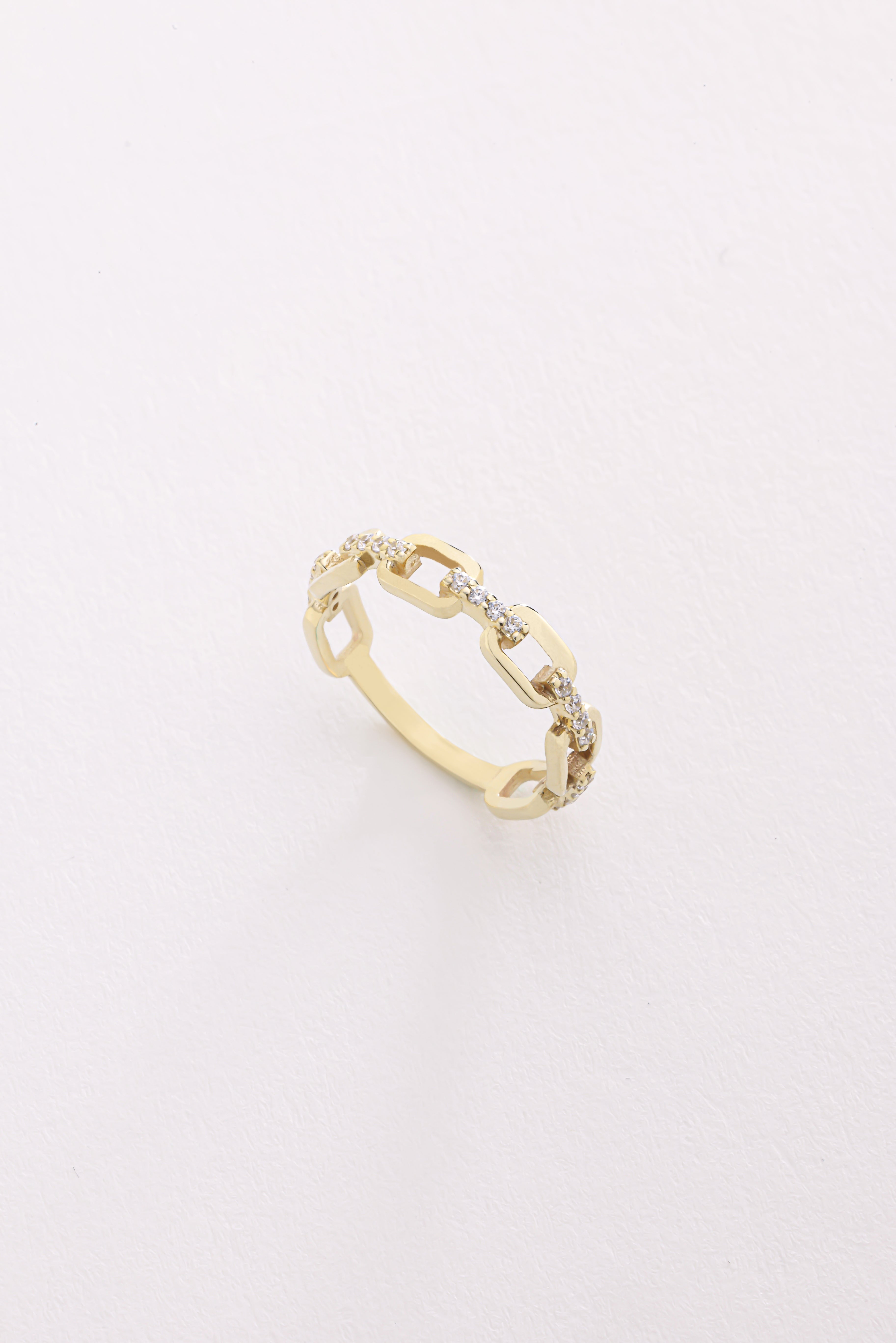 14k Gold Diamond Chain Link Band