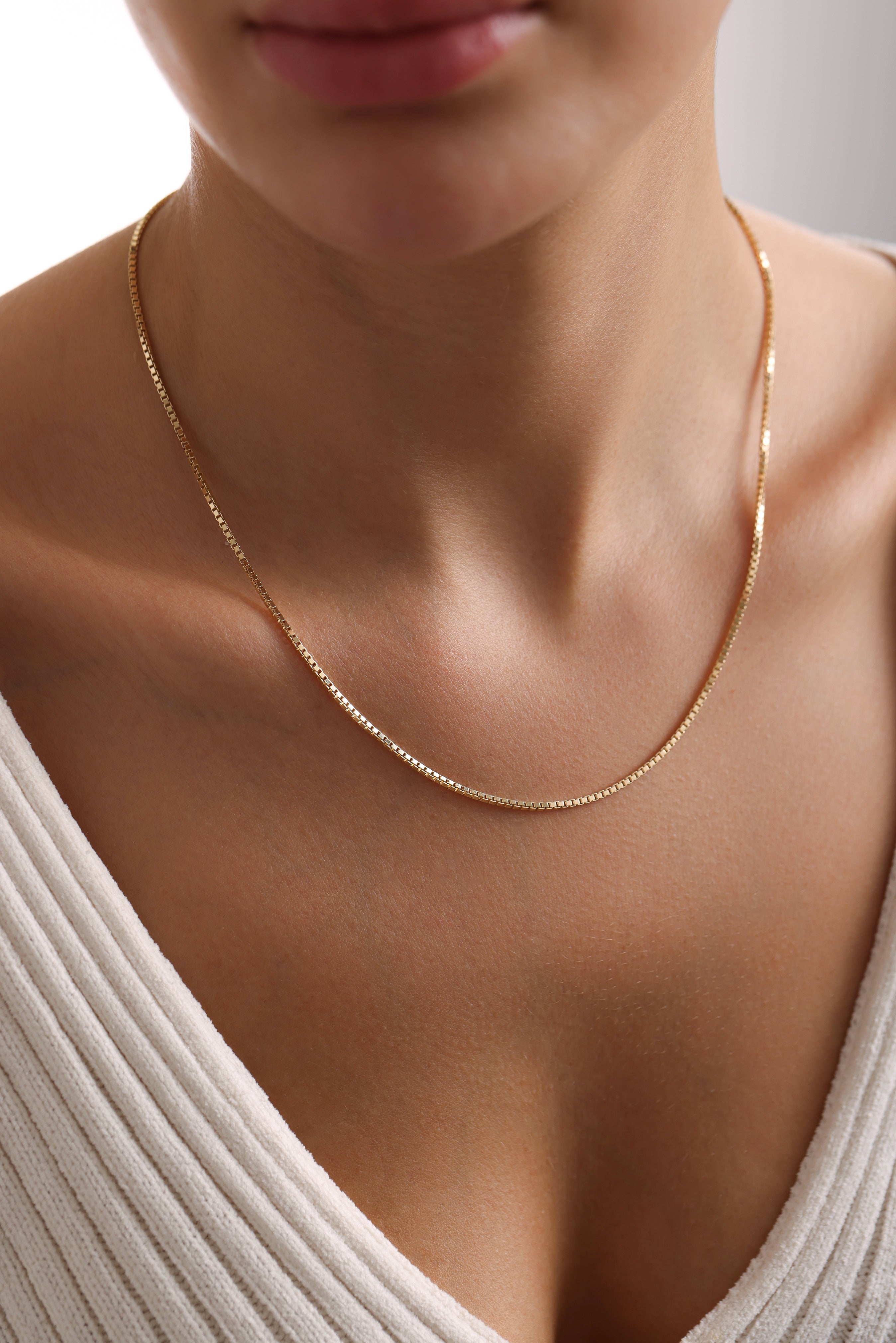 14k Gold Box Chain Necklace