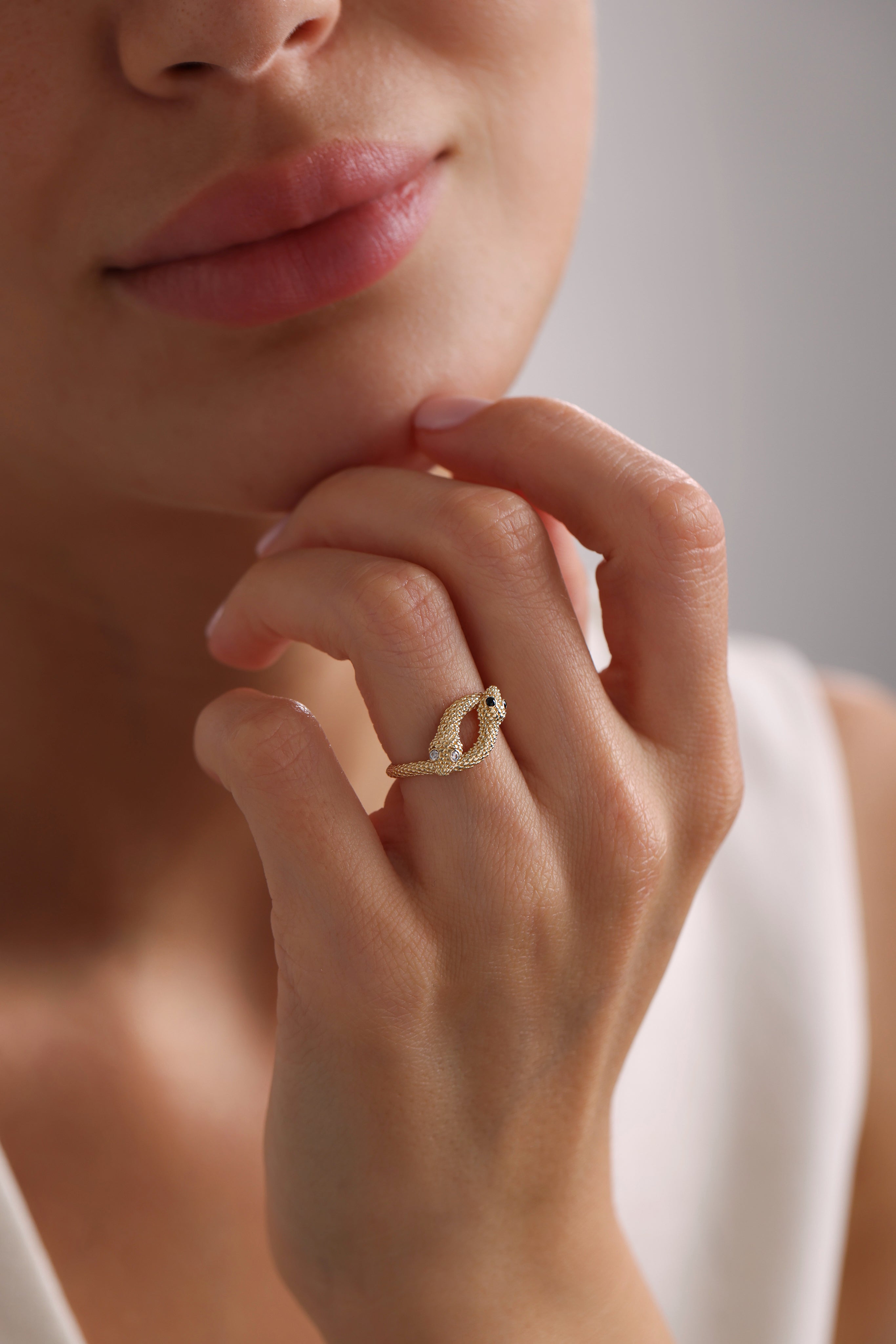 14k Gold Twin Snake Ring
