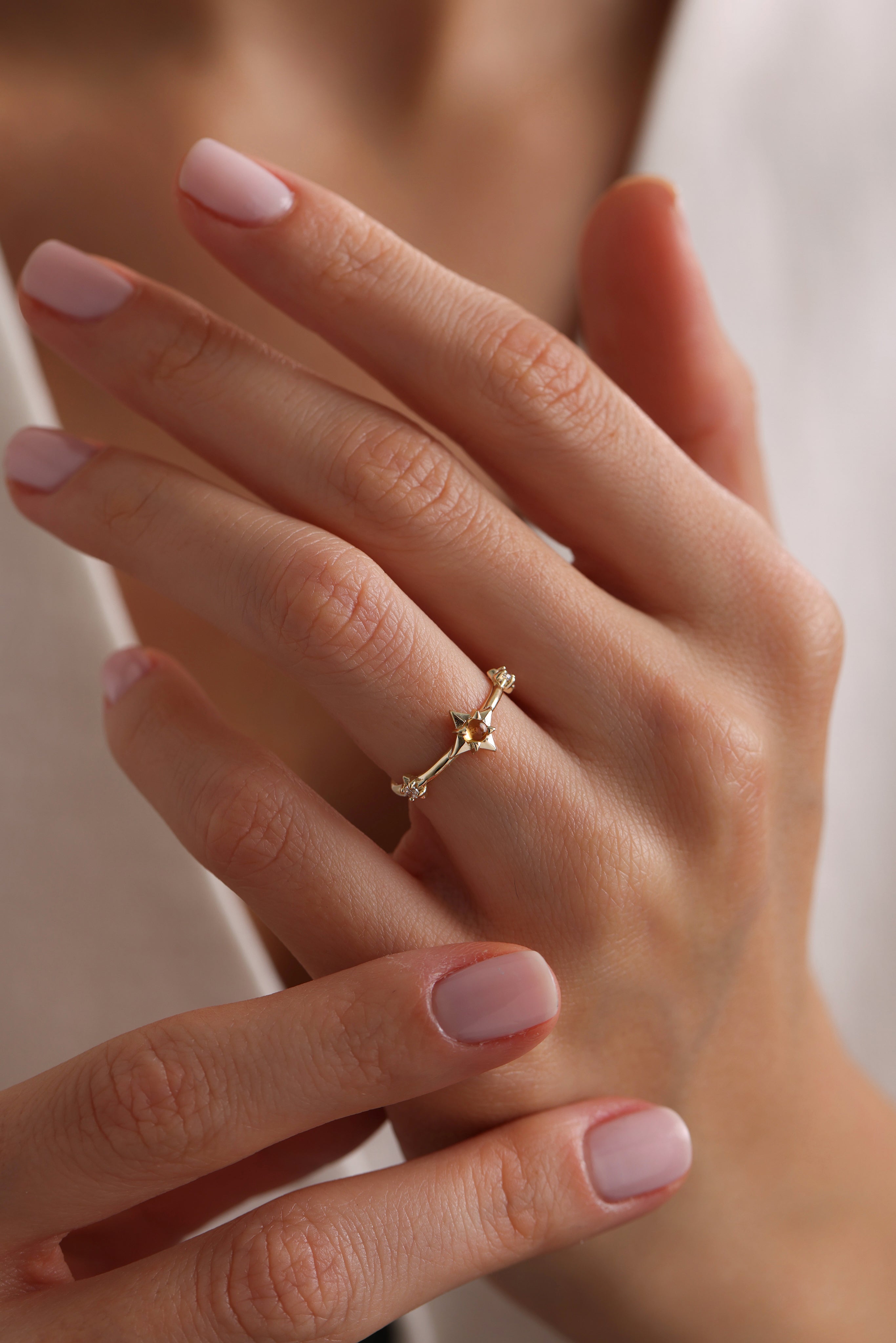 14k Gold Starlight Citrine Ring