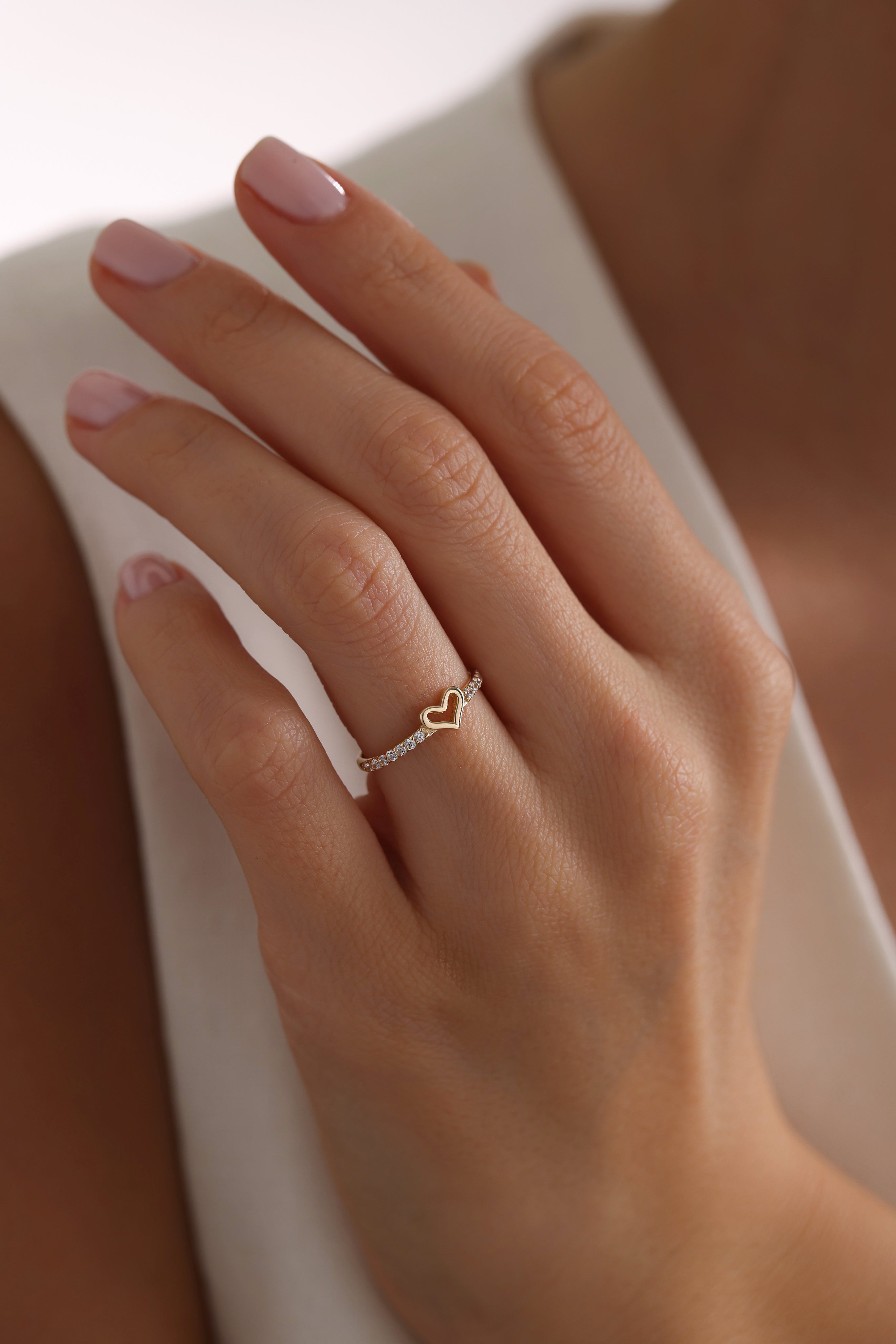 14k Gold Halo Heart Ring