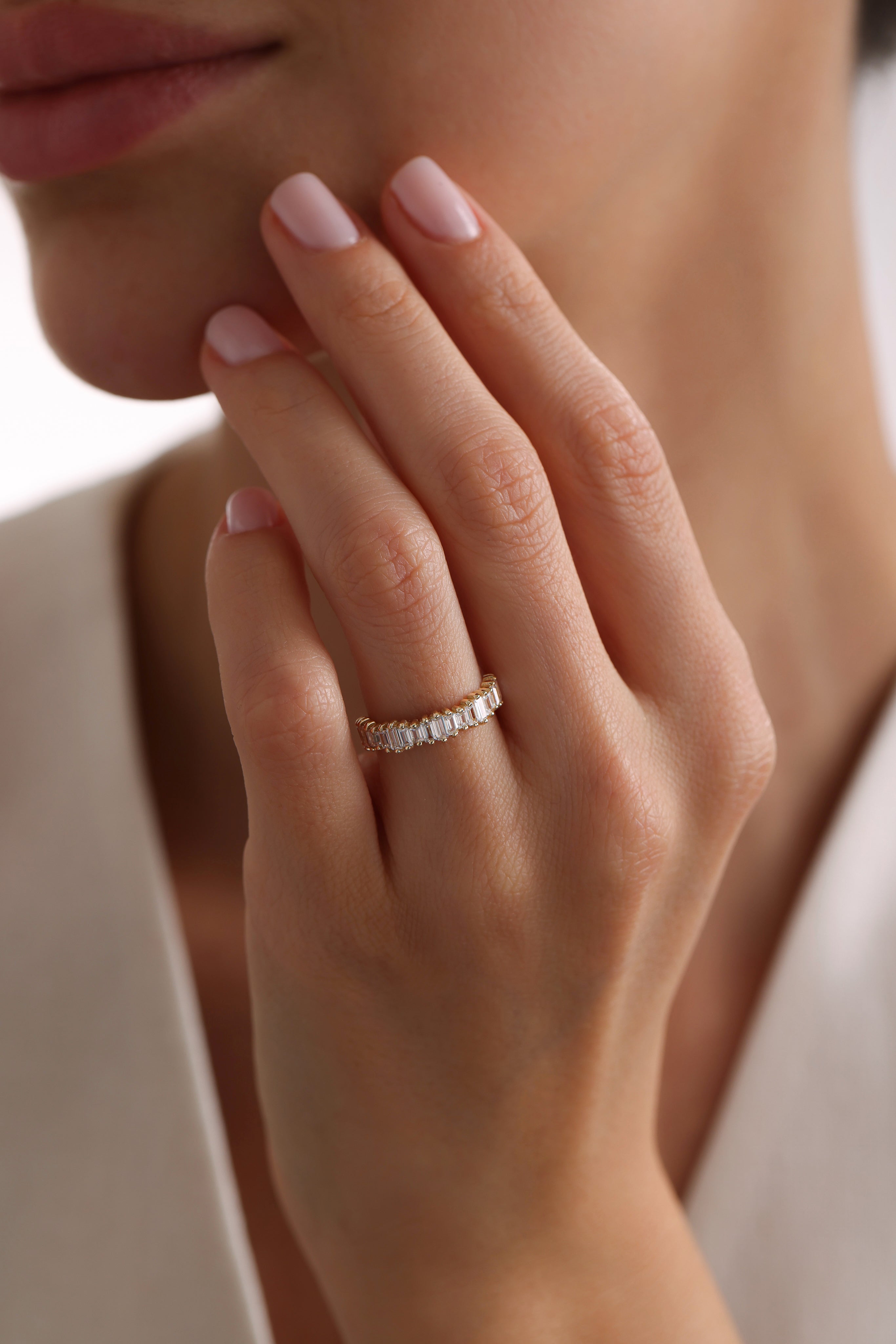 14k Gold Celestial Arc Baguette Ring