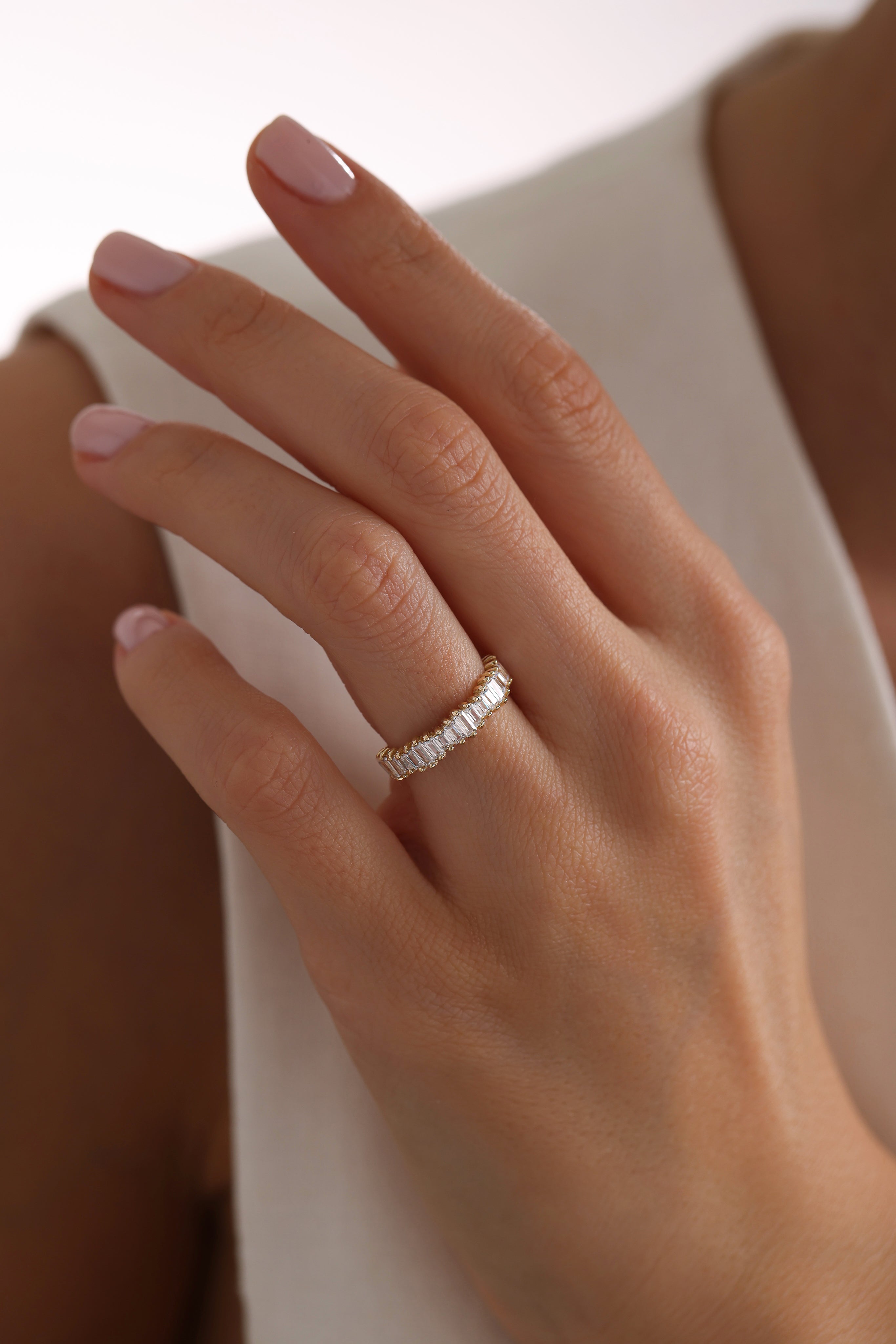 14k Gold Celestial Arc Baguette Ring