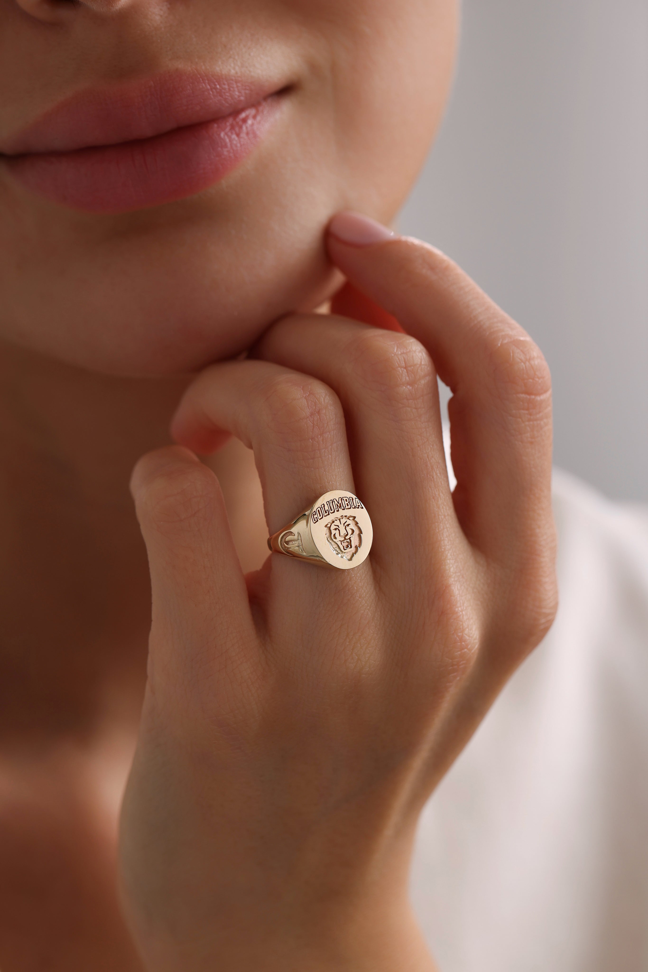 14k Gold 3D Signet Ring