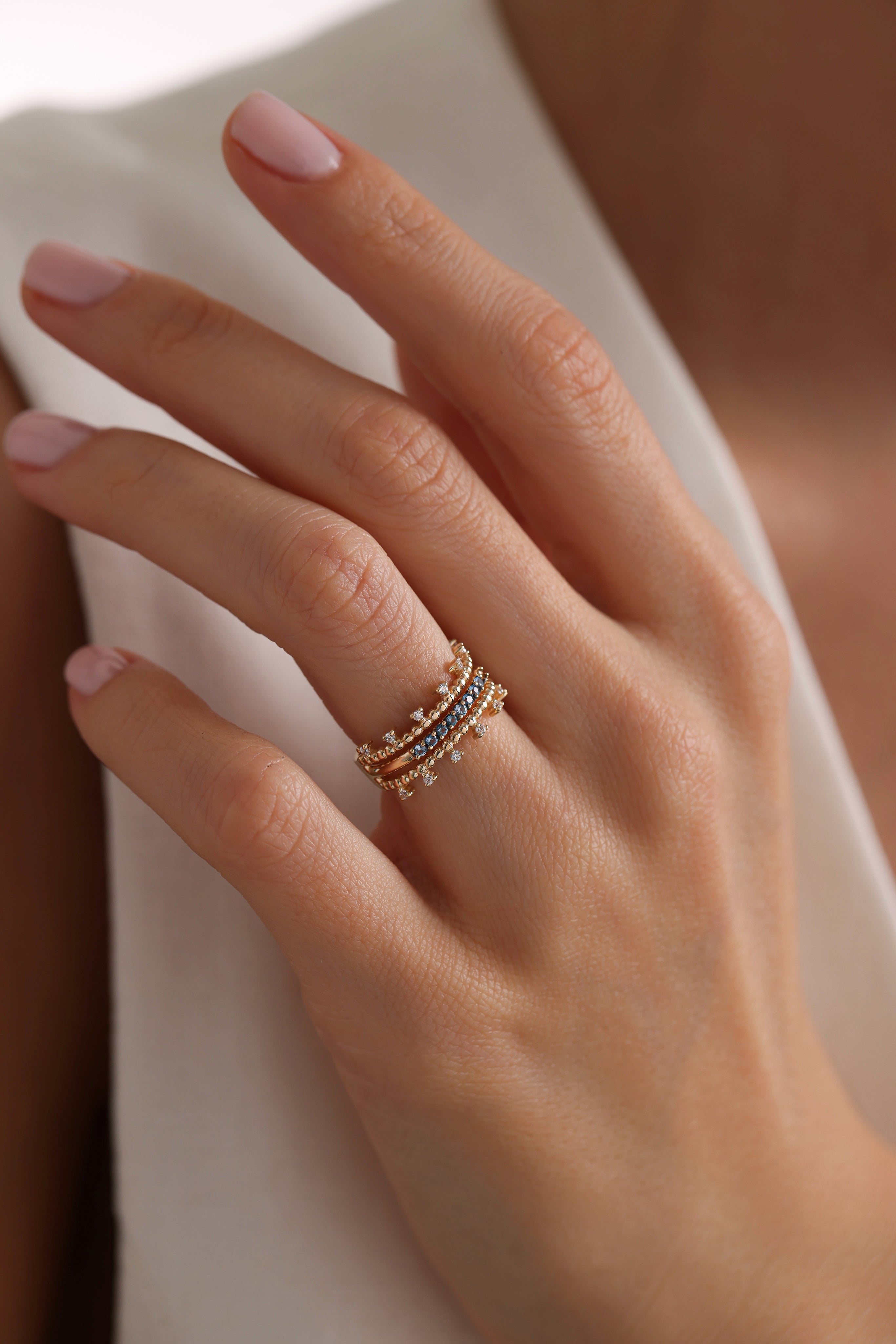 14k Gold Sultan's Crown Blue Topaz Ring