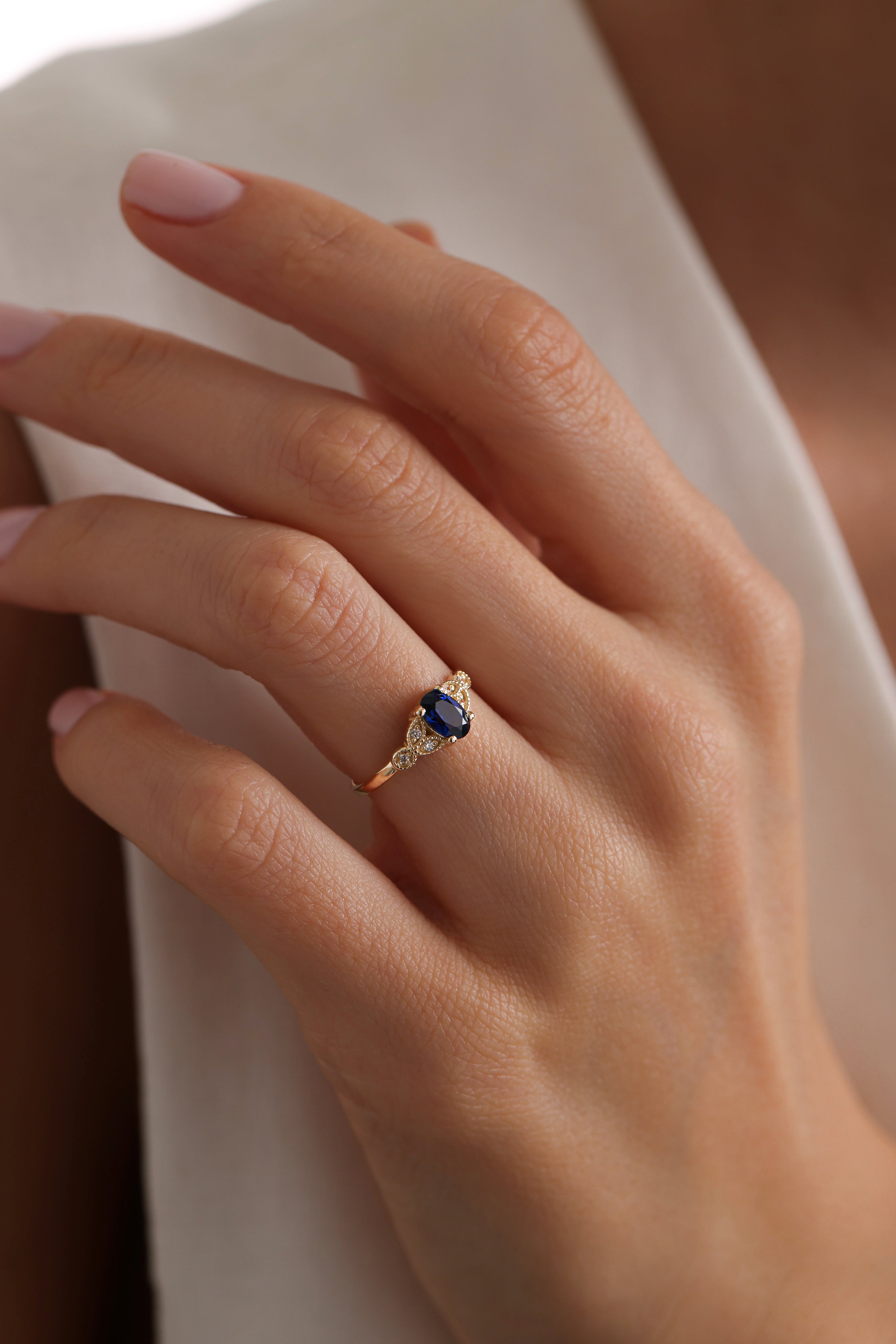 14k Gold Eternal Blue Sapphire Ring