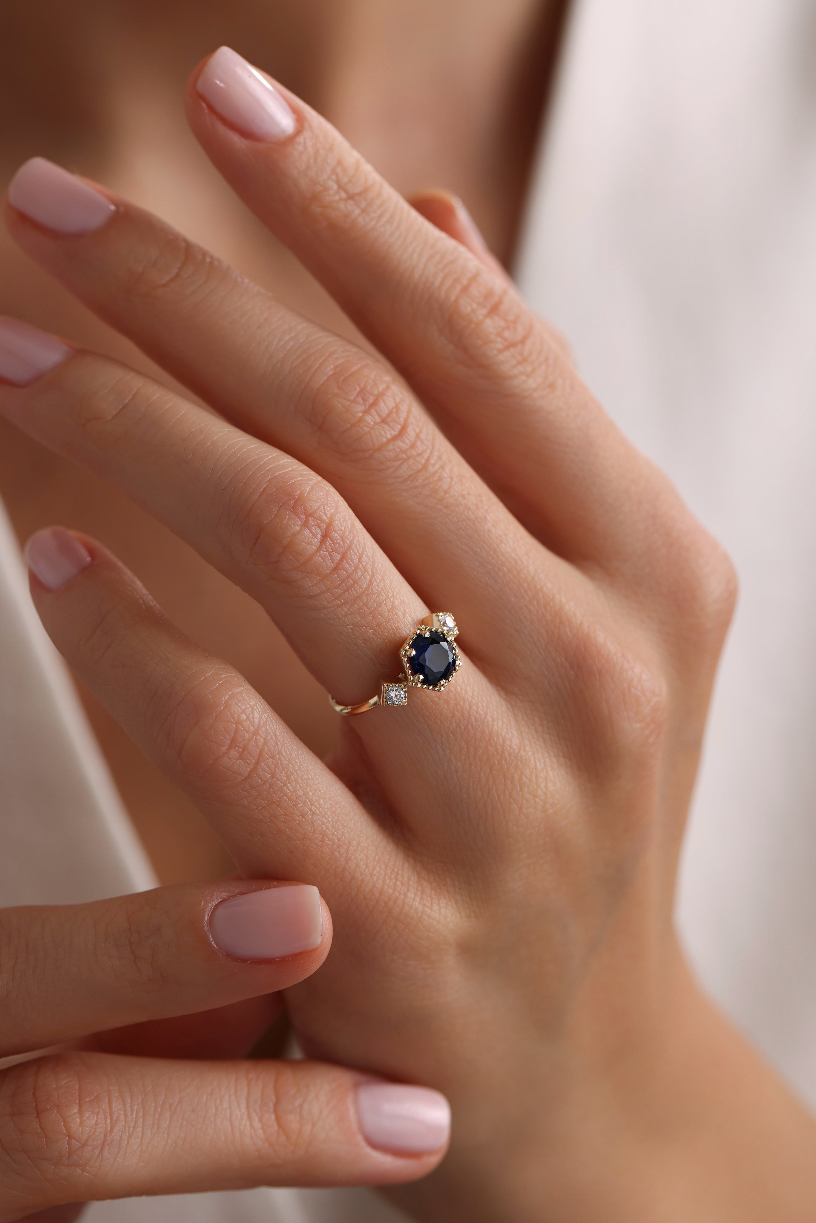 14k Gold Midnight Star Sapphire Ring