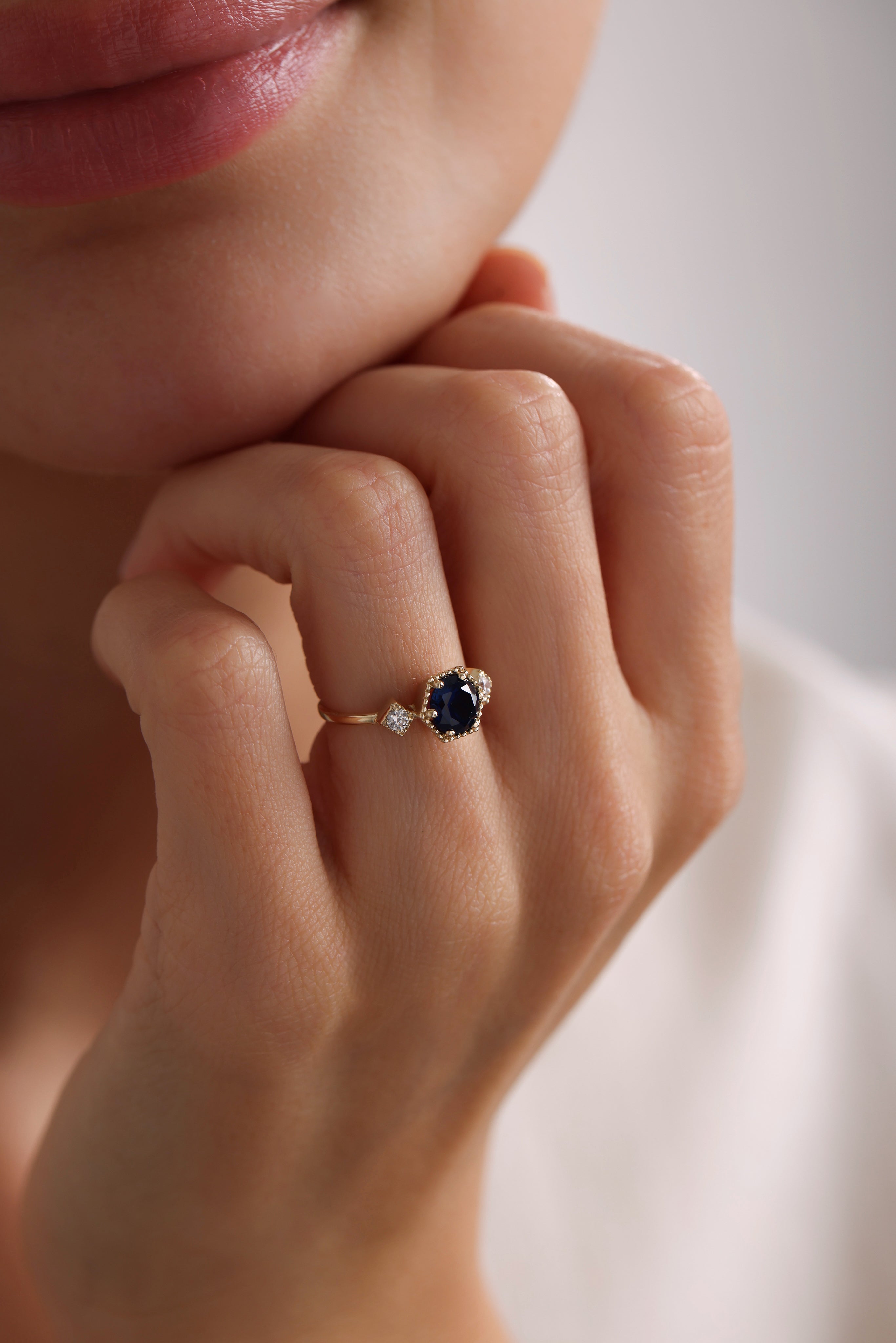 14k Gold Midnight Star Sapphire Ring