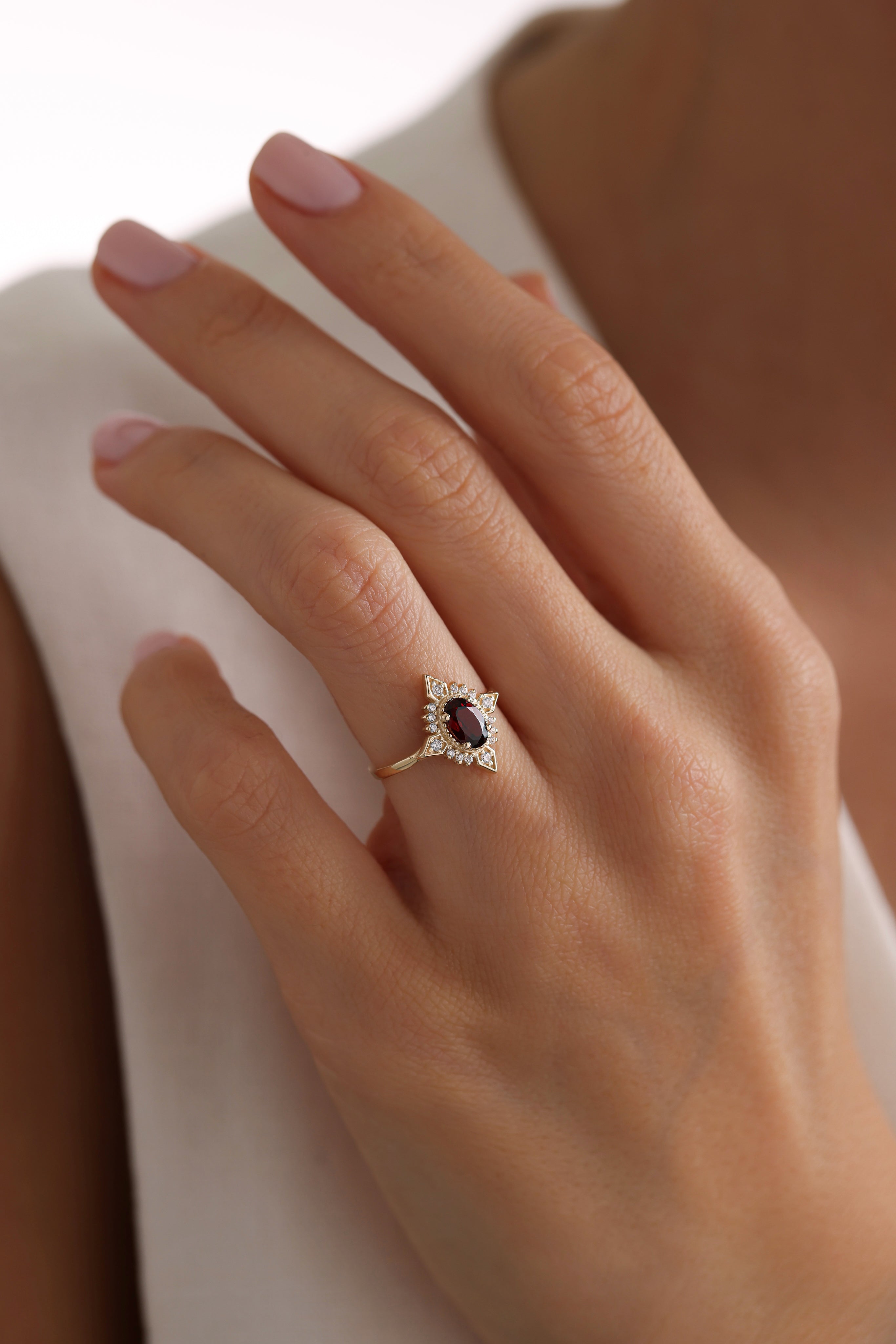 14k Gold Ancient Garnet Ring