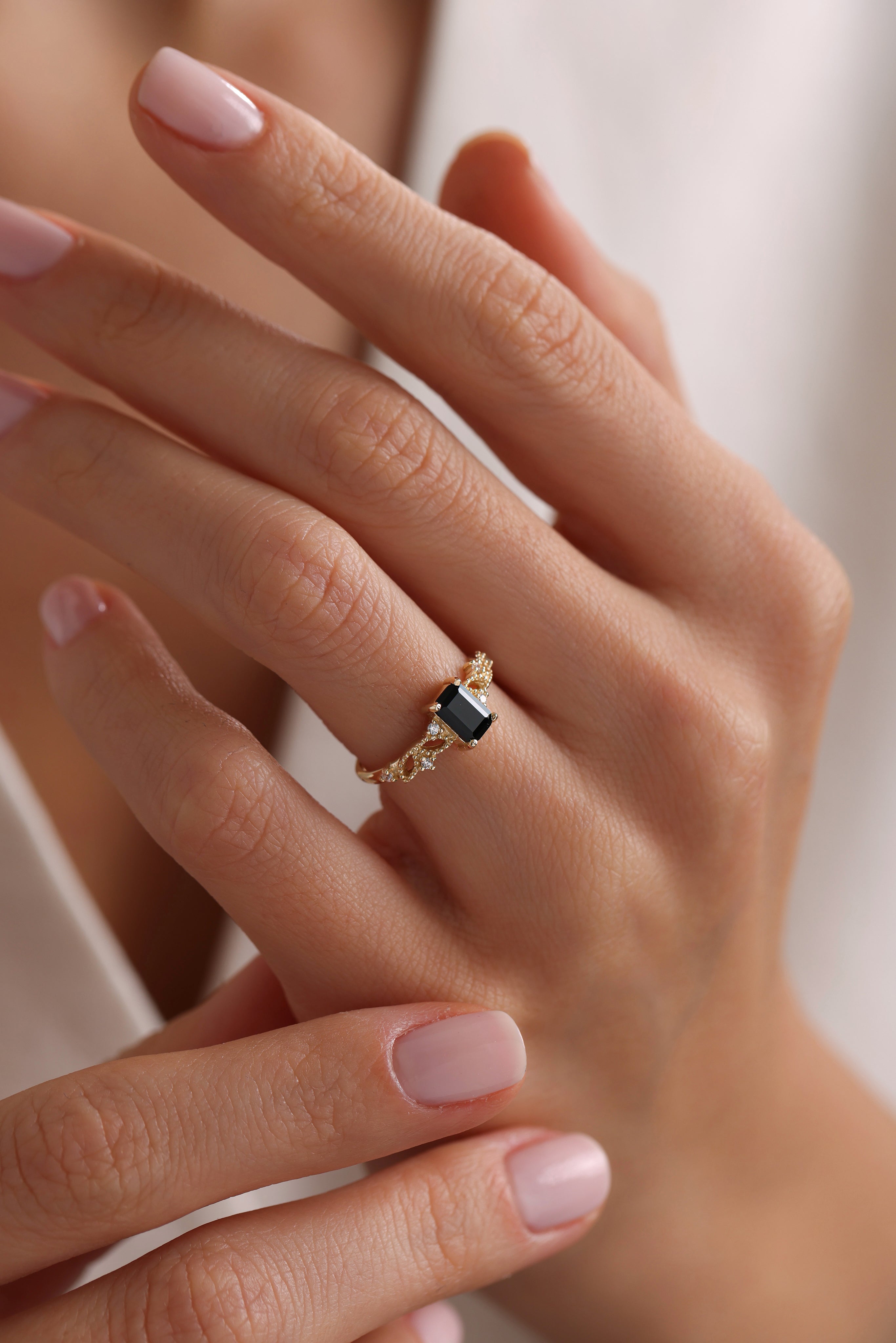 14k Gold Dark Elegance Baguette Ring