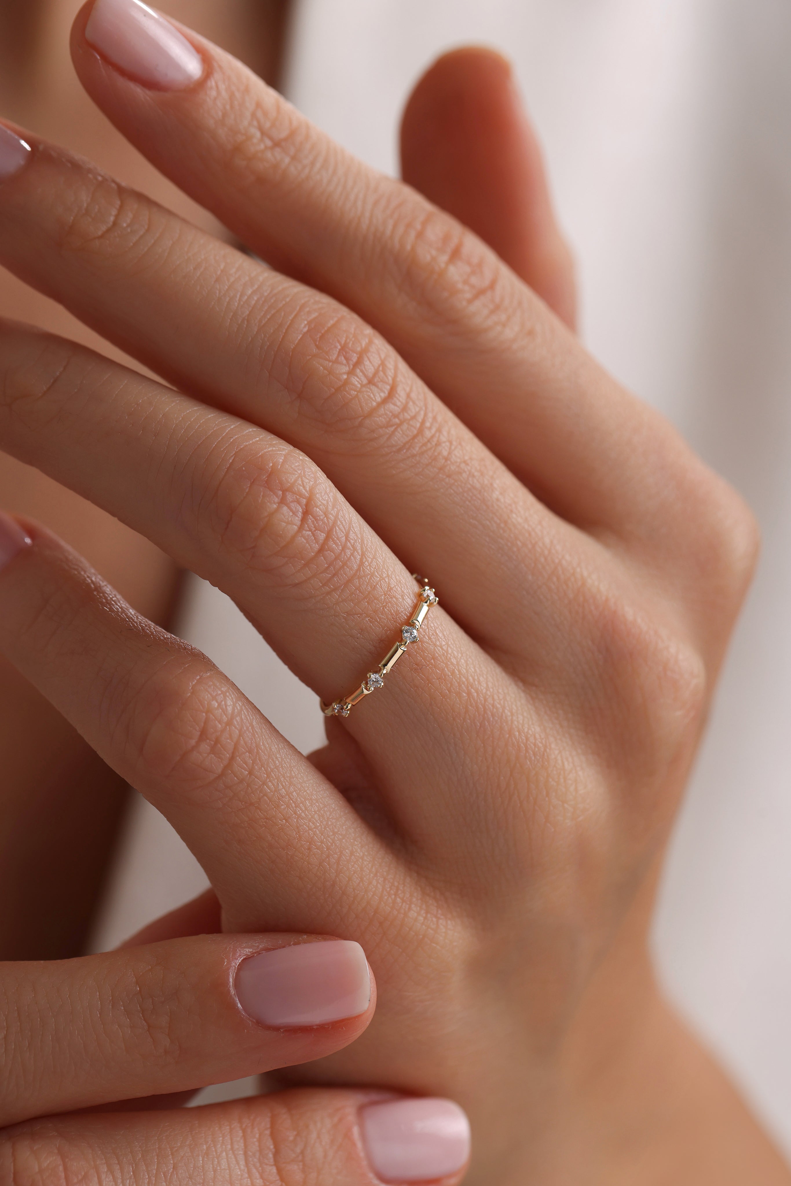 14k Gold Minimal Five Stone Ring