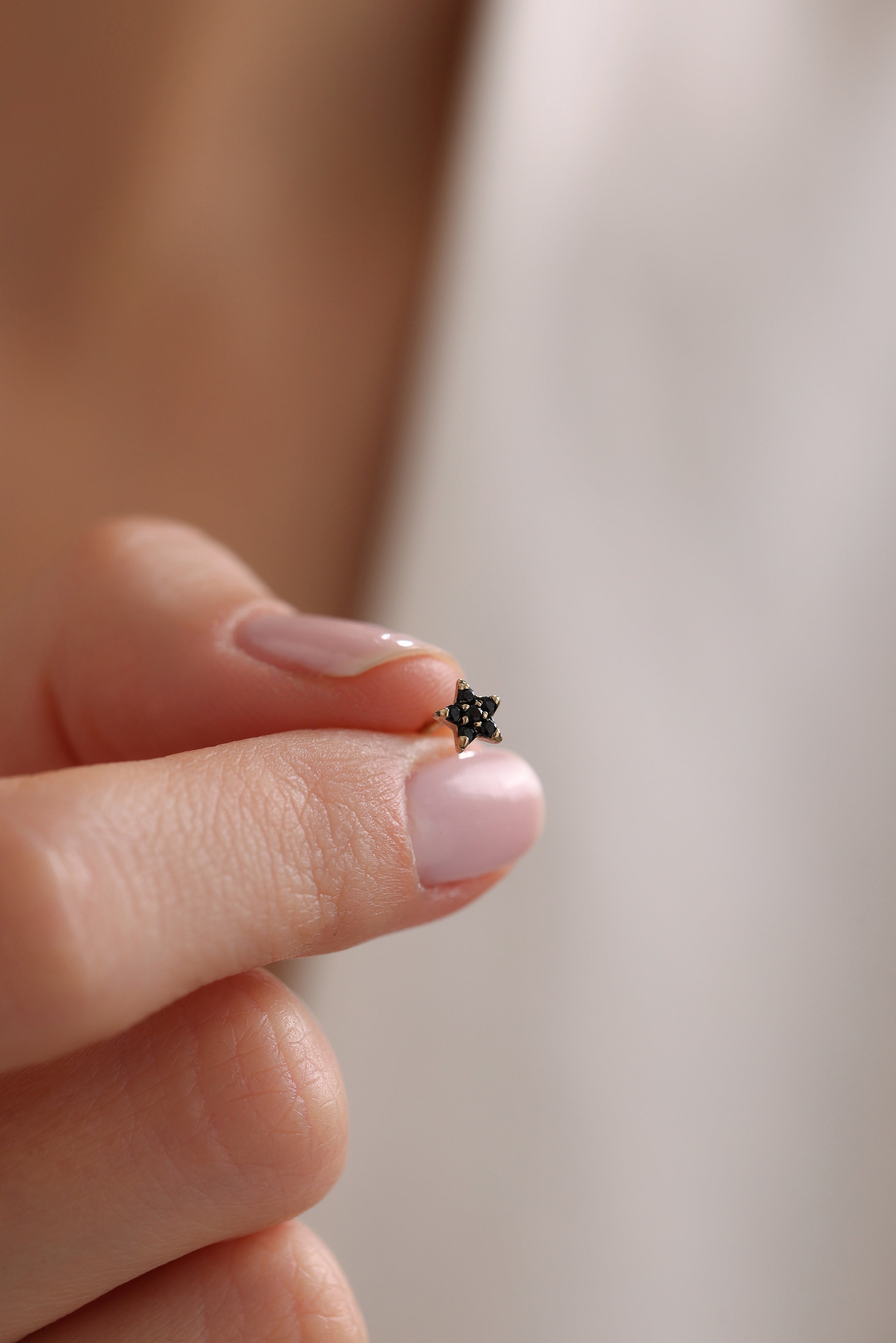 14k Gold Black Star Earrings