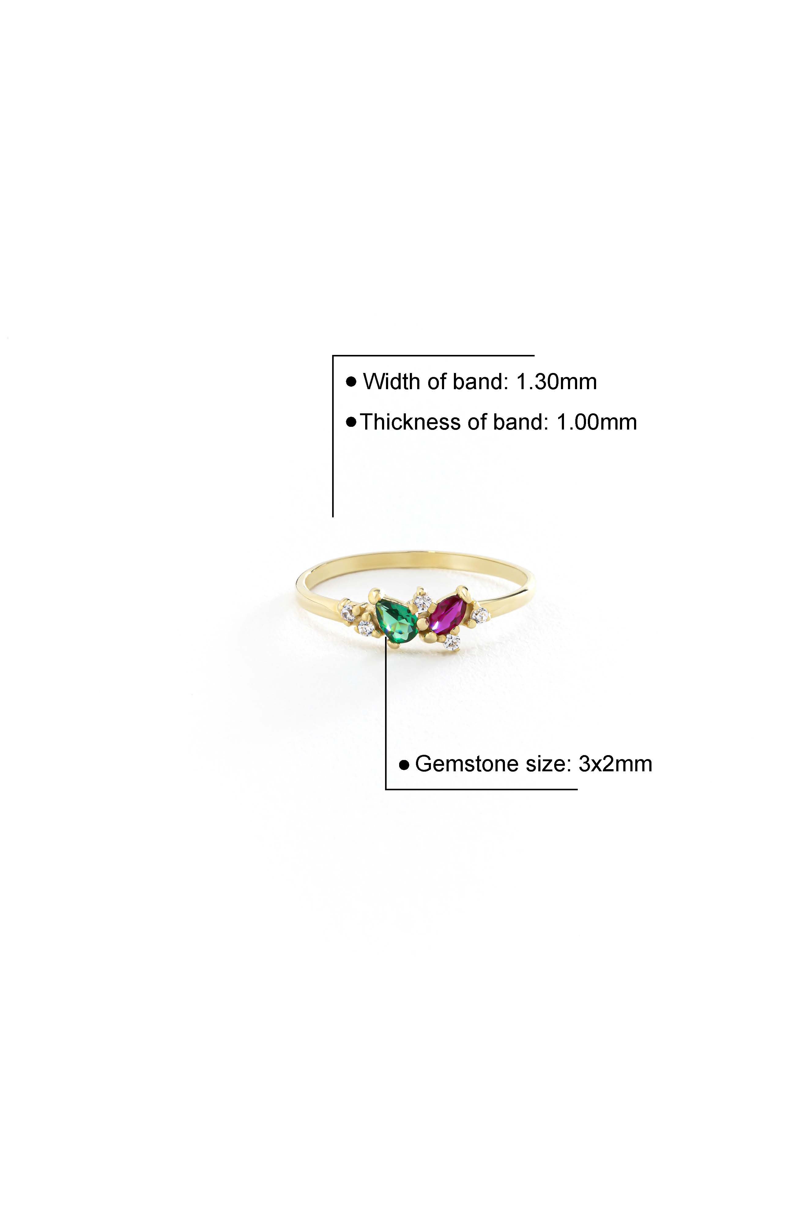 14k Gold Pear Birthstone Ring