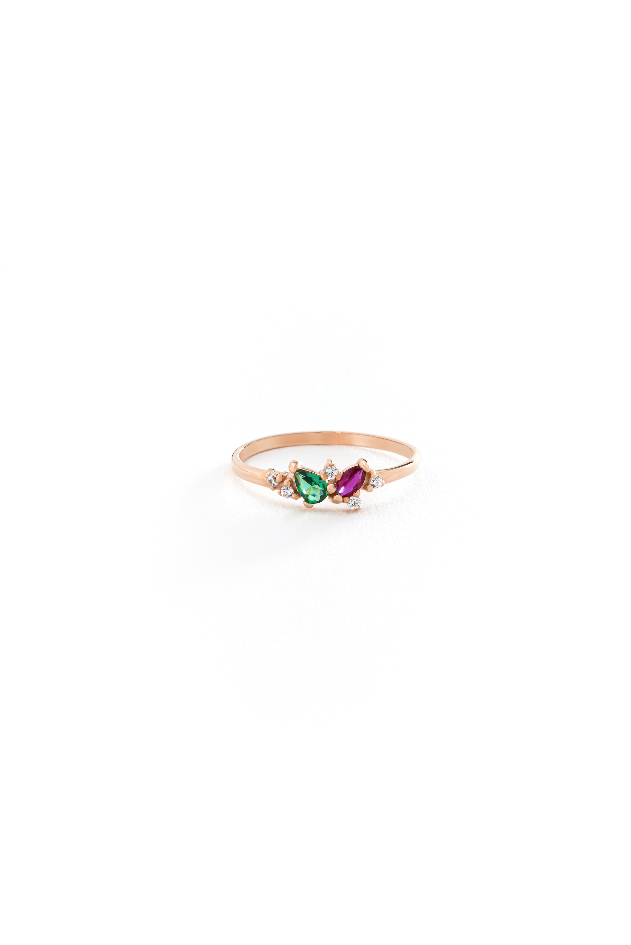 14k Gold Pear Birthstone Ring