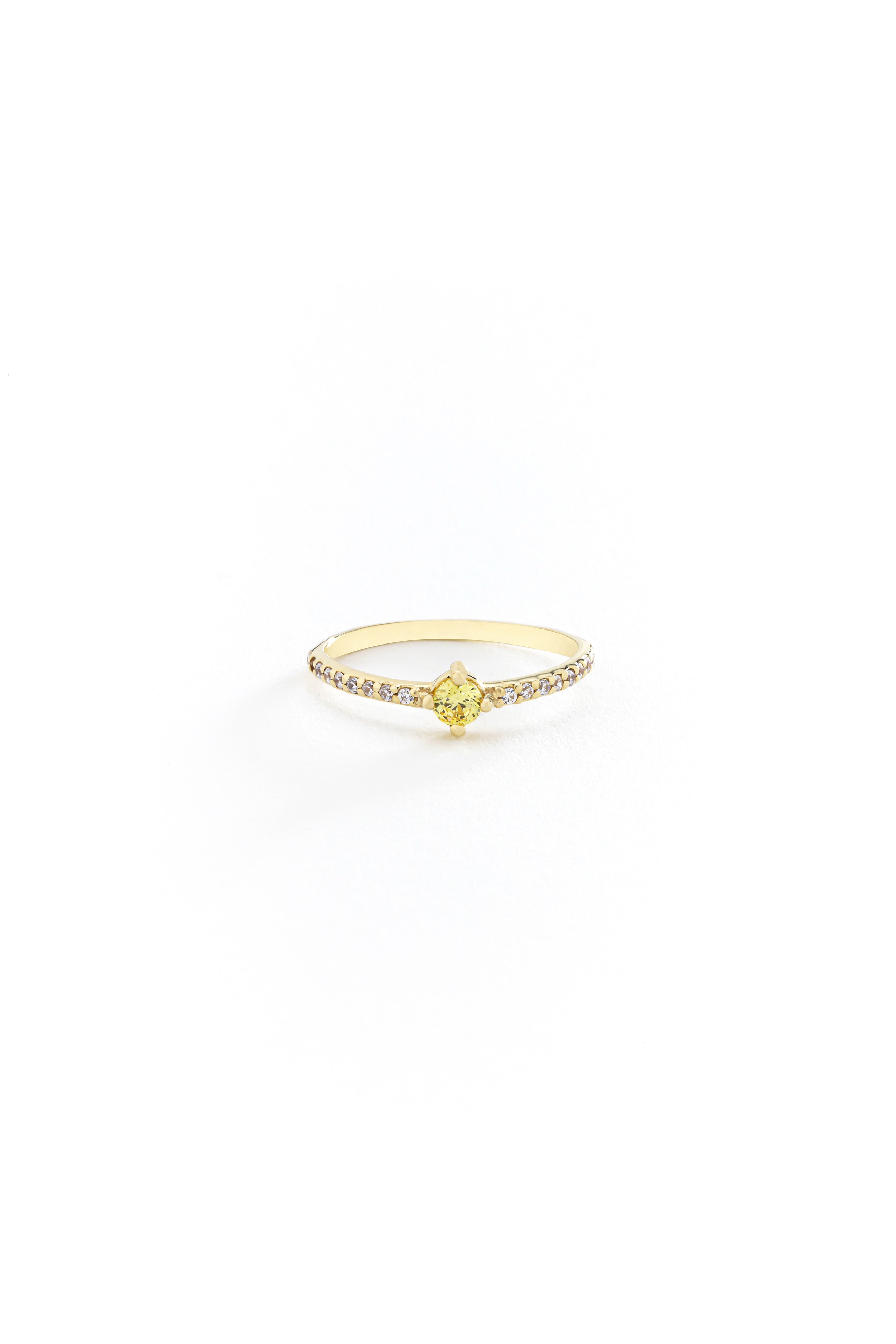 14k Gold Half Eternity Citrine Ring
