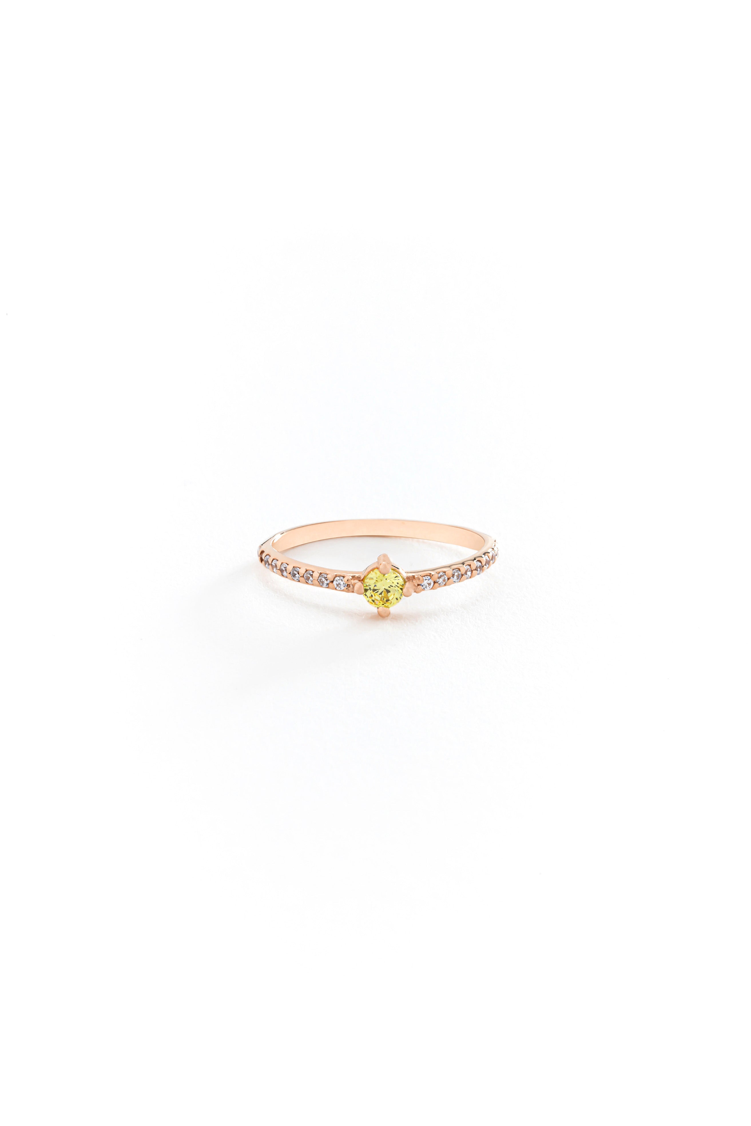 14k Gold Half Eternity Citrine Ring