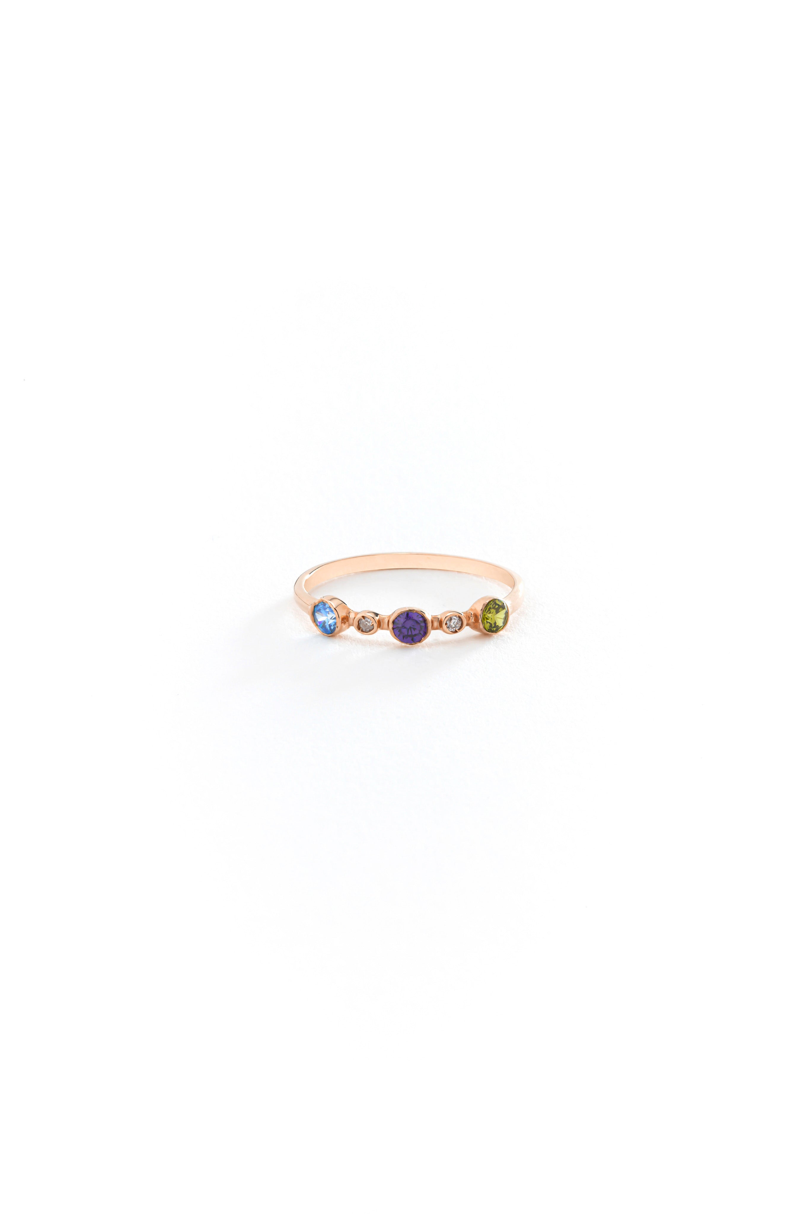 14k Gold Minimal Birthstone Ring