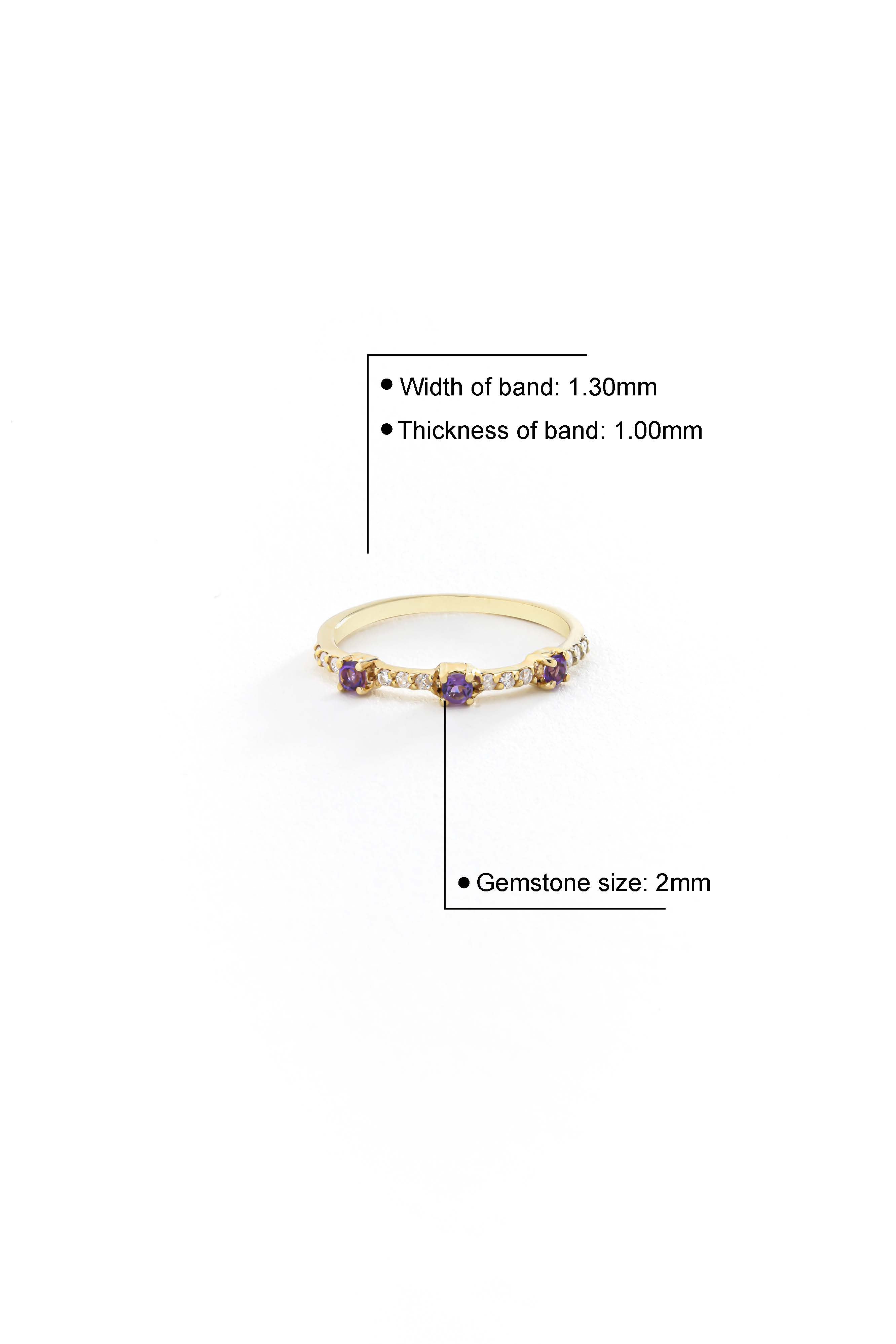 14k Gold Dainty Violet Amethyst Ring