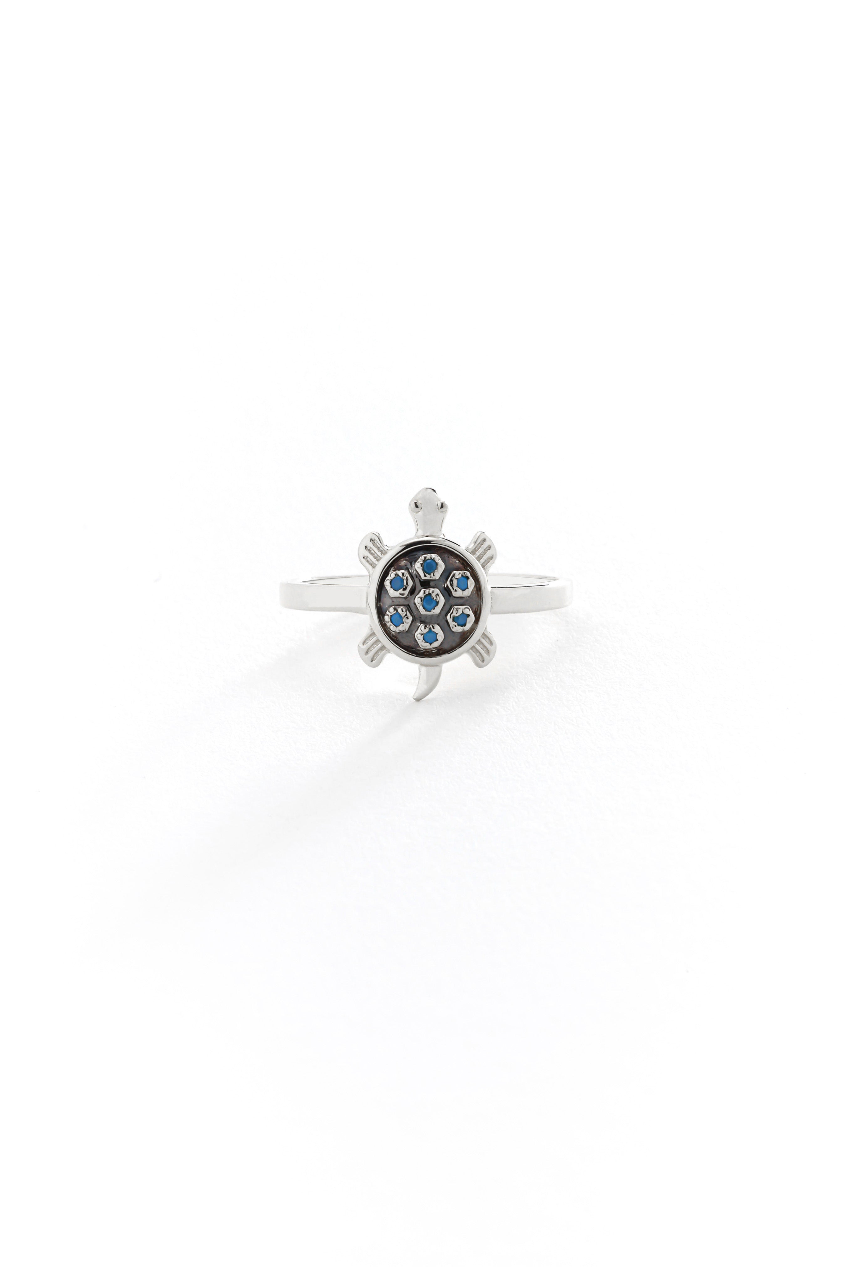 14k Gold Tortoise Blue Sapphire Ring