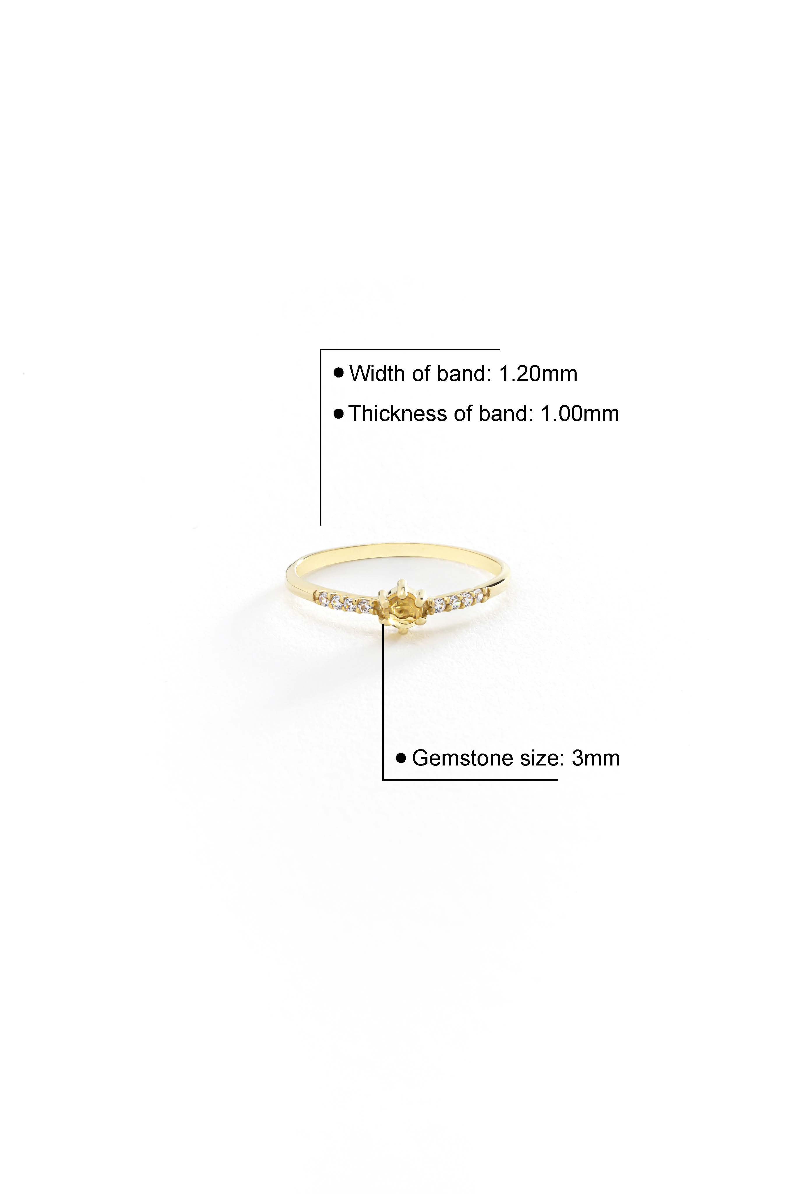14k Gold Dainty Citrine Ring