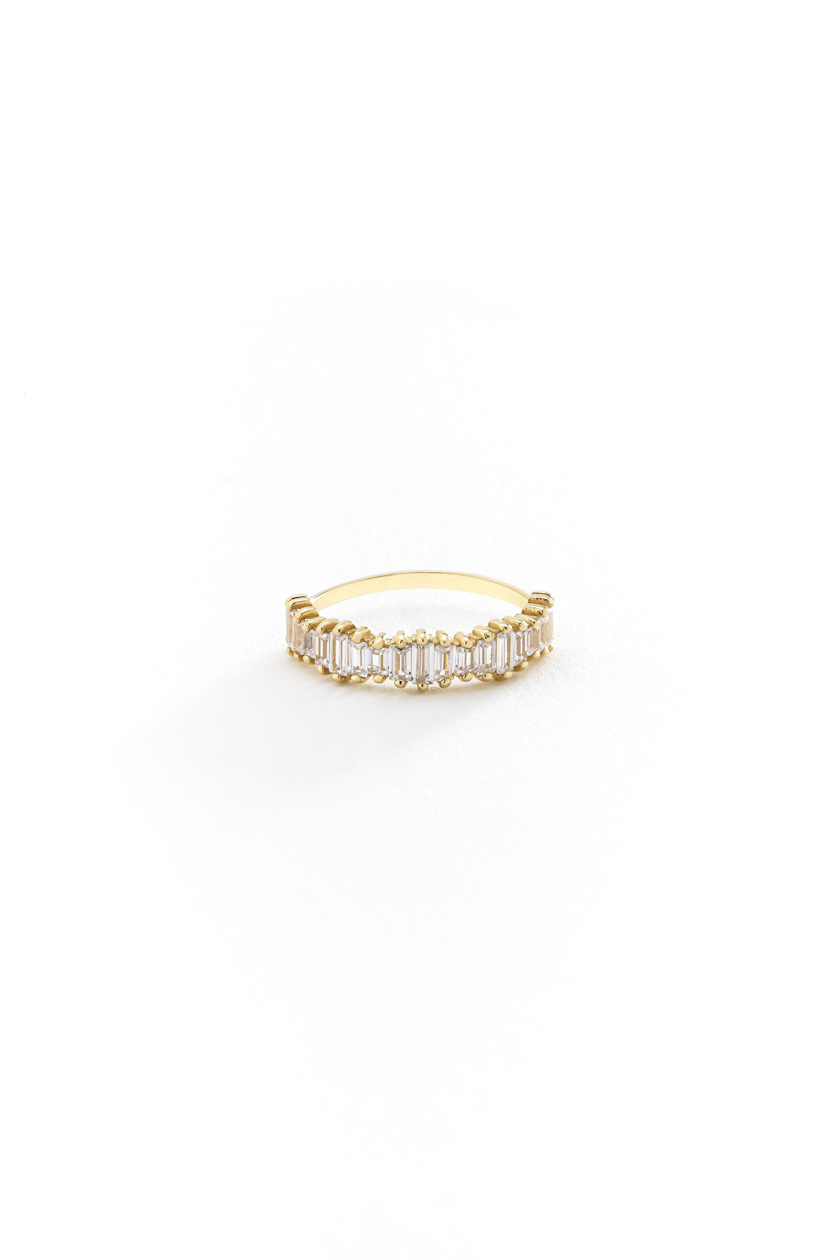 14k Gold Celestial Arc Baguette Ring