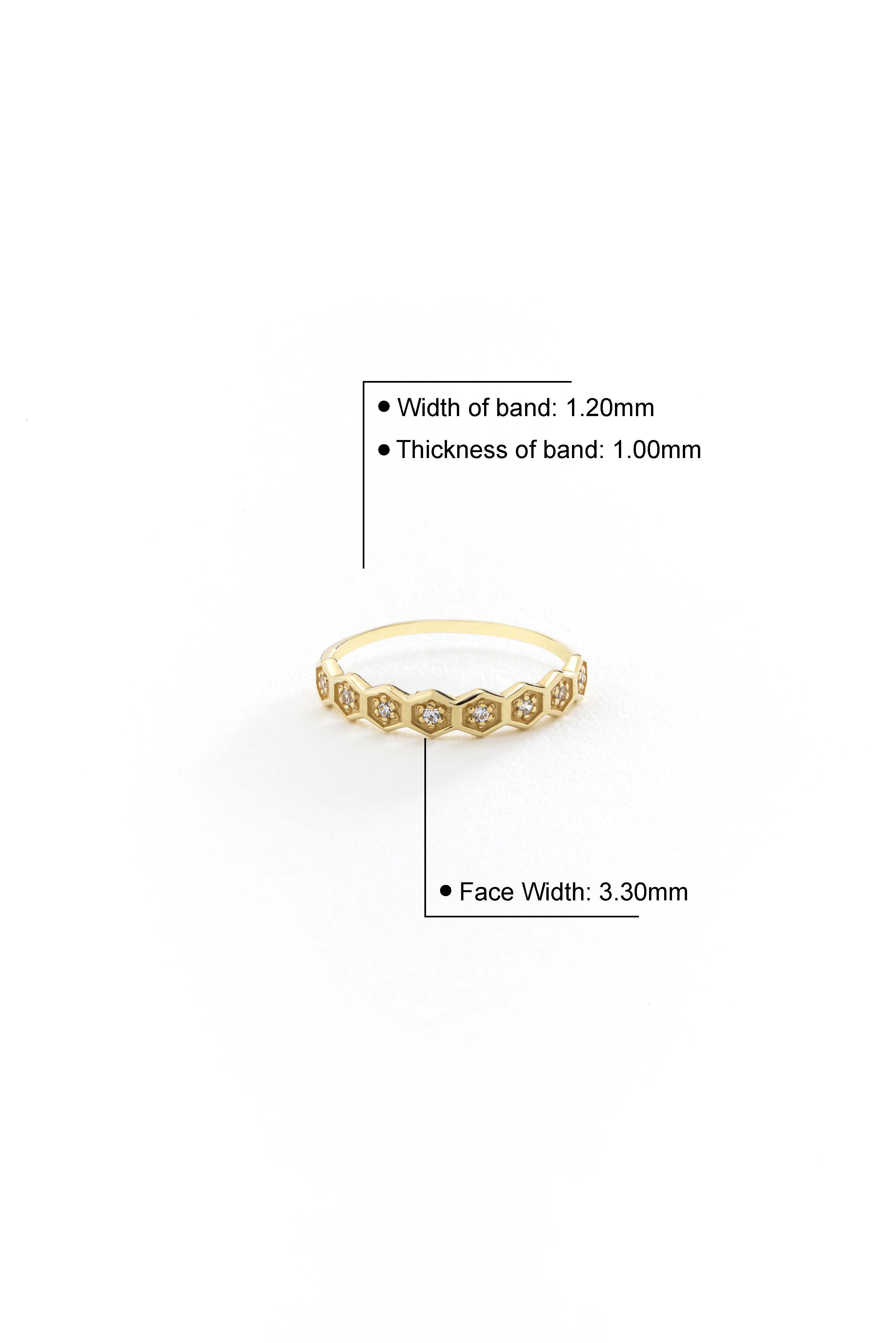 14k Gold Sparkle Hexagon Ring