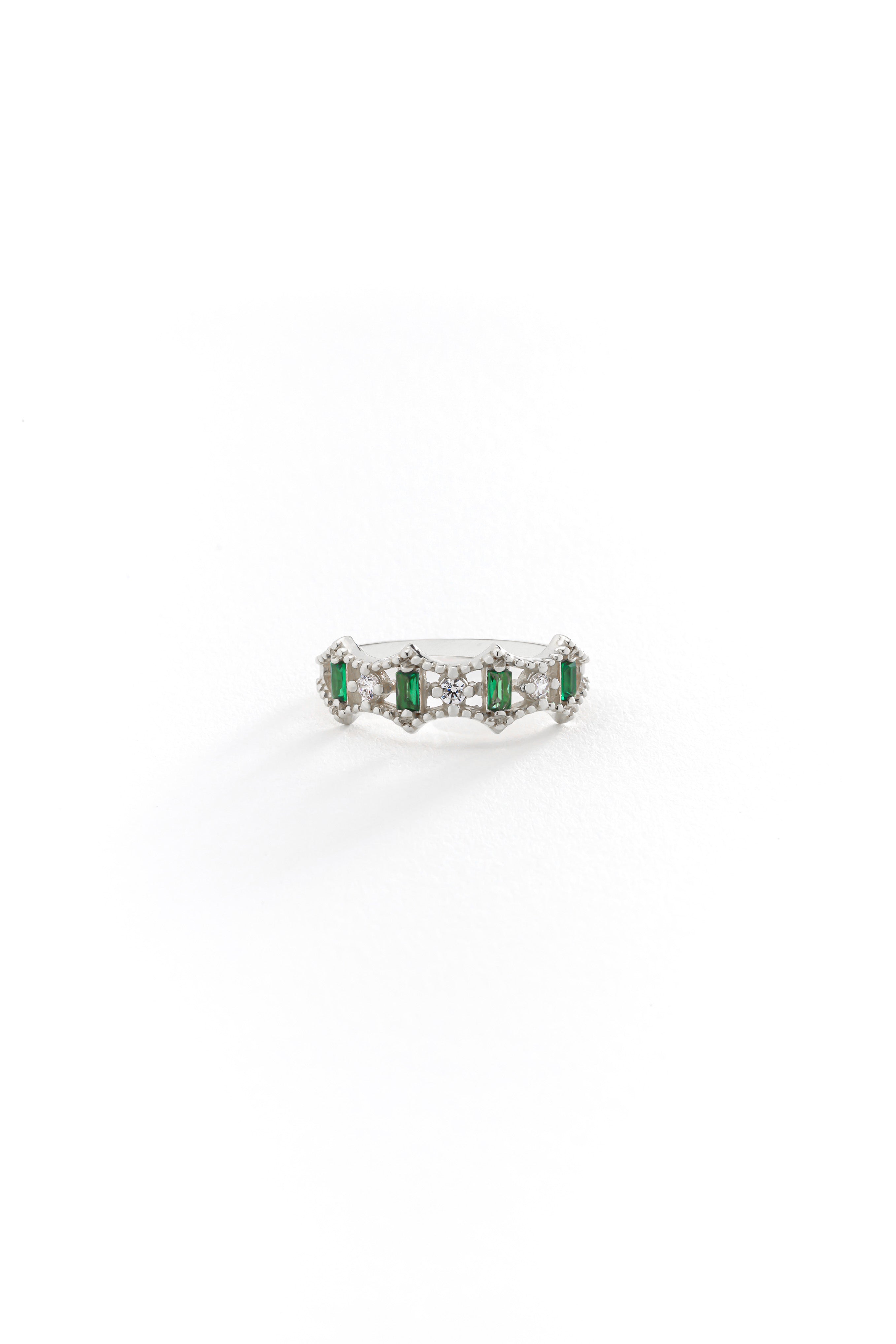 14k Gold Verdant Tiara Emerald Ring