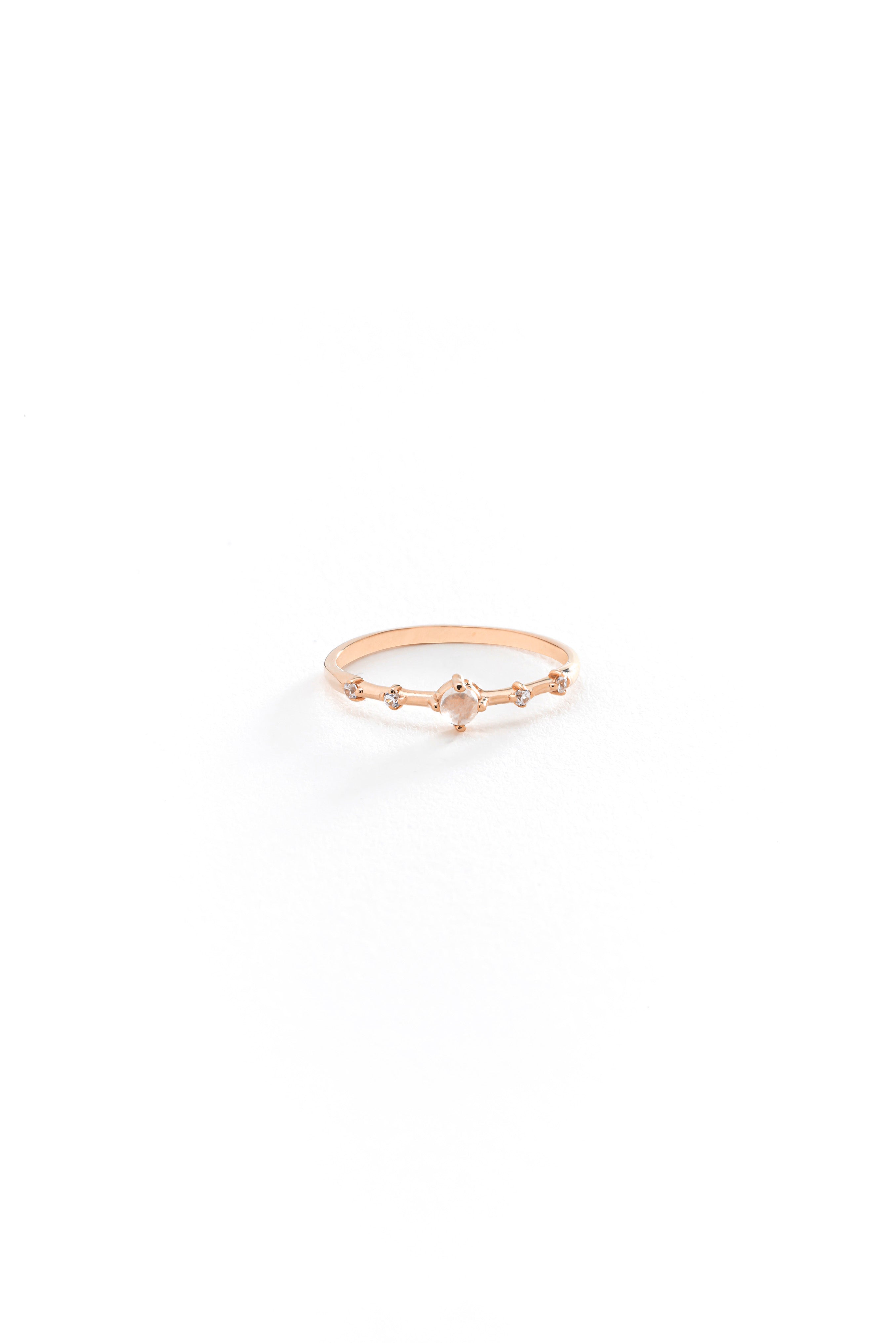 14k Gold Moonstone Dainty Ring