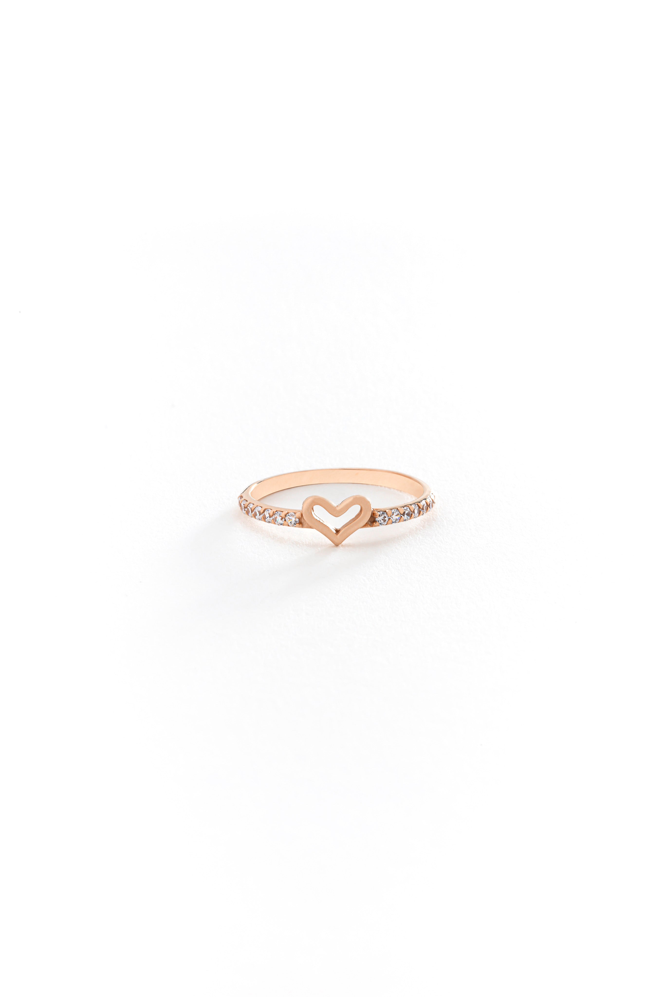 14k Gold Halo Heart Ring