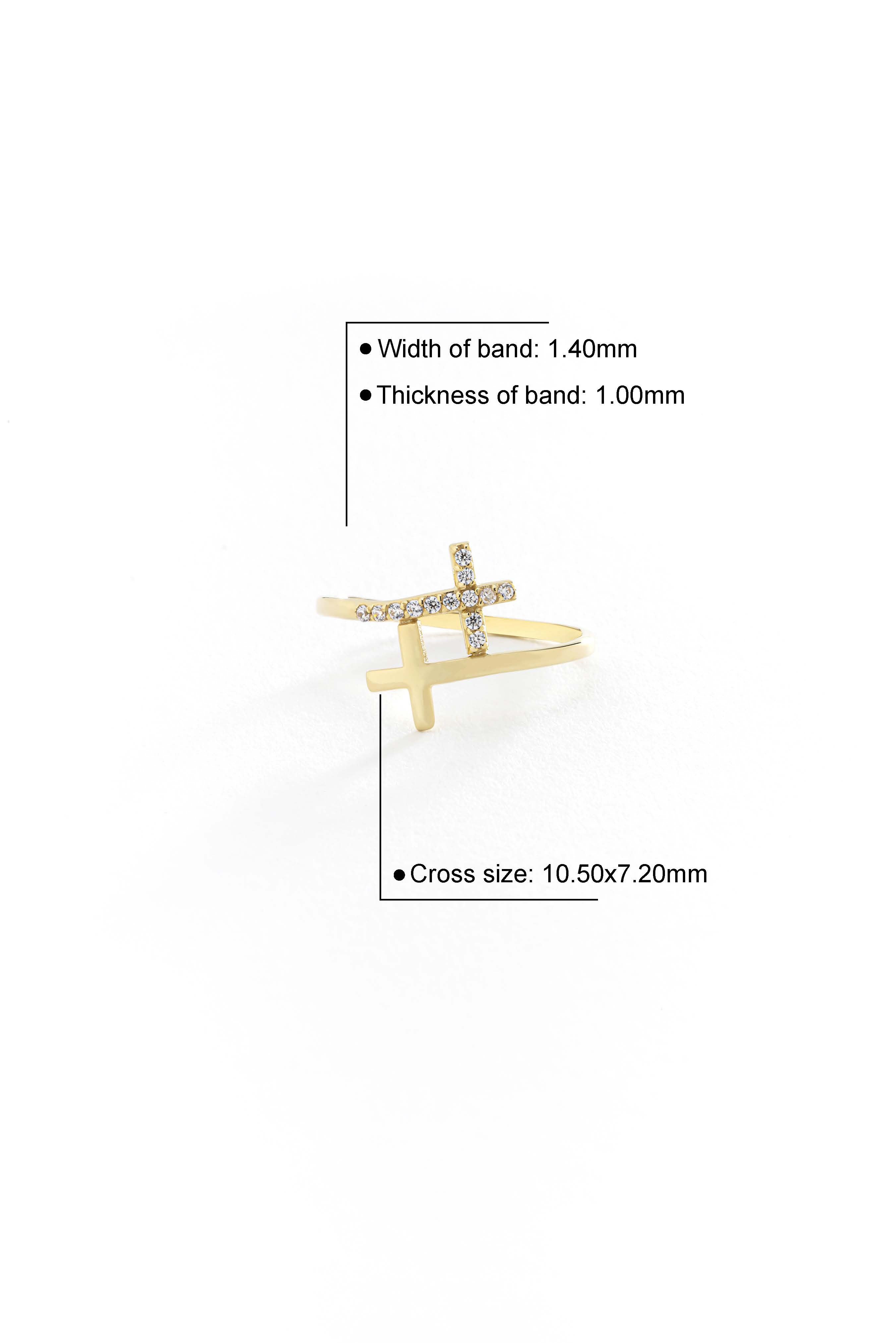 14k Gold Cross Harmony Ring