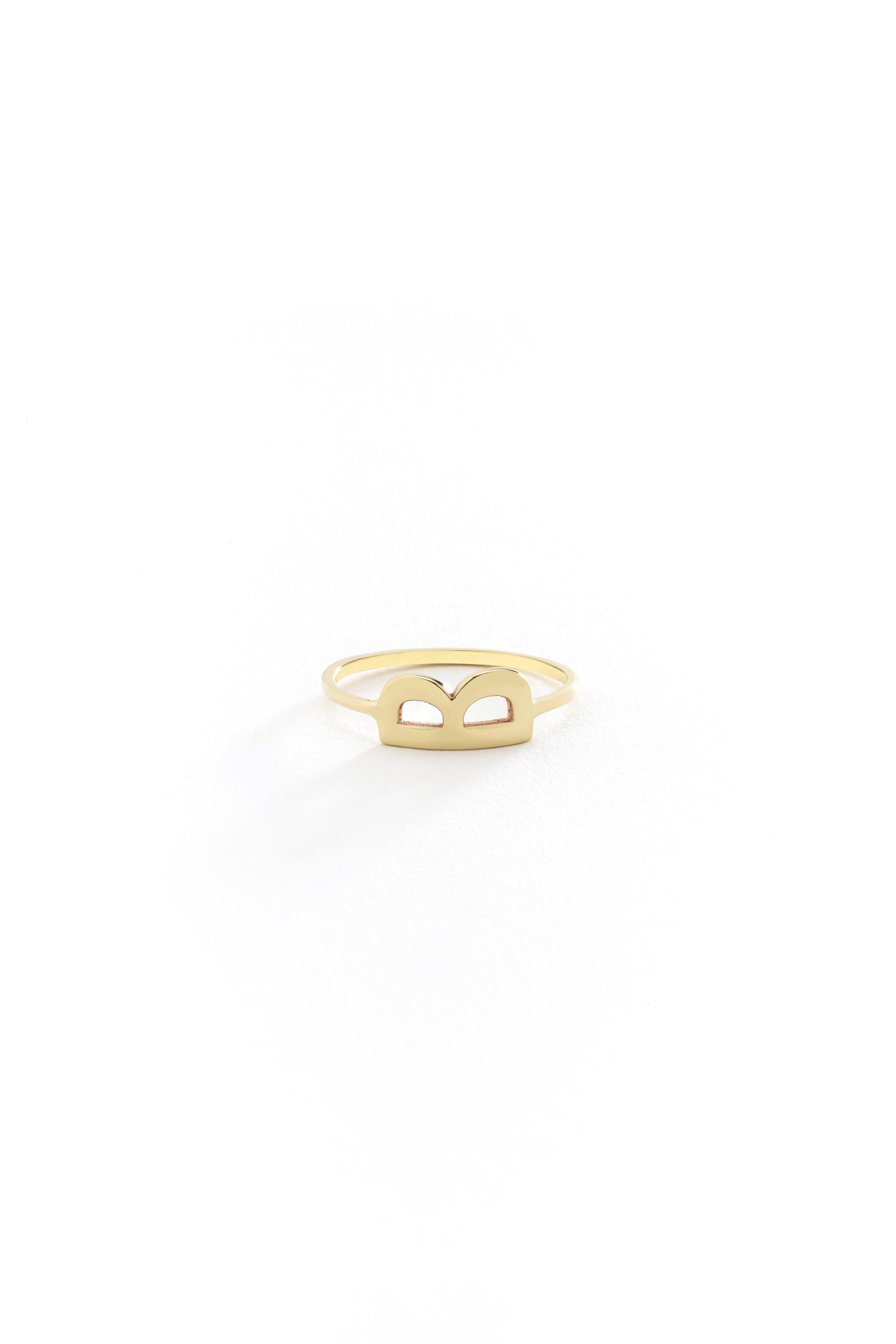 14k Gold Solid Initial Ring