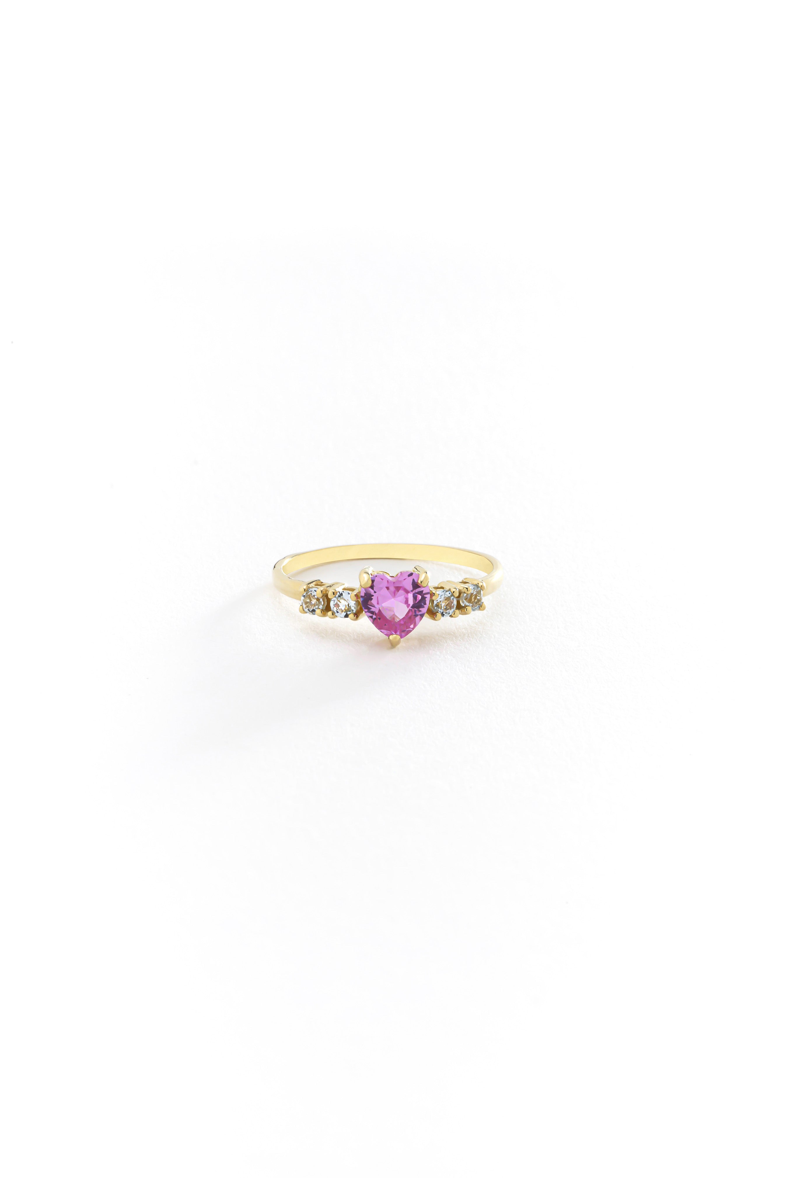 14k Gold Blush Heart Pink Sapphire Ring