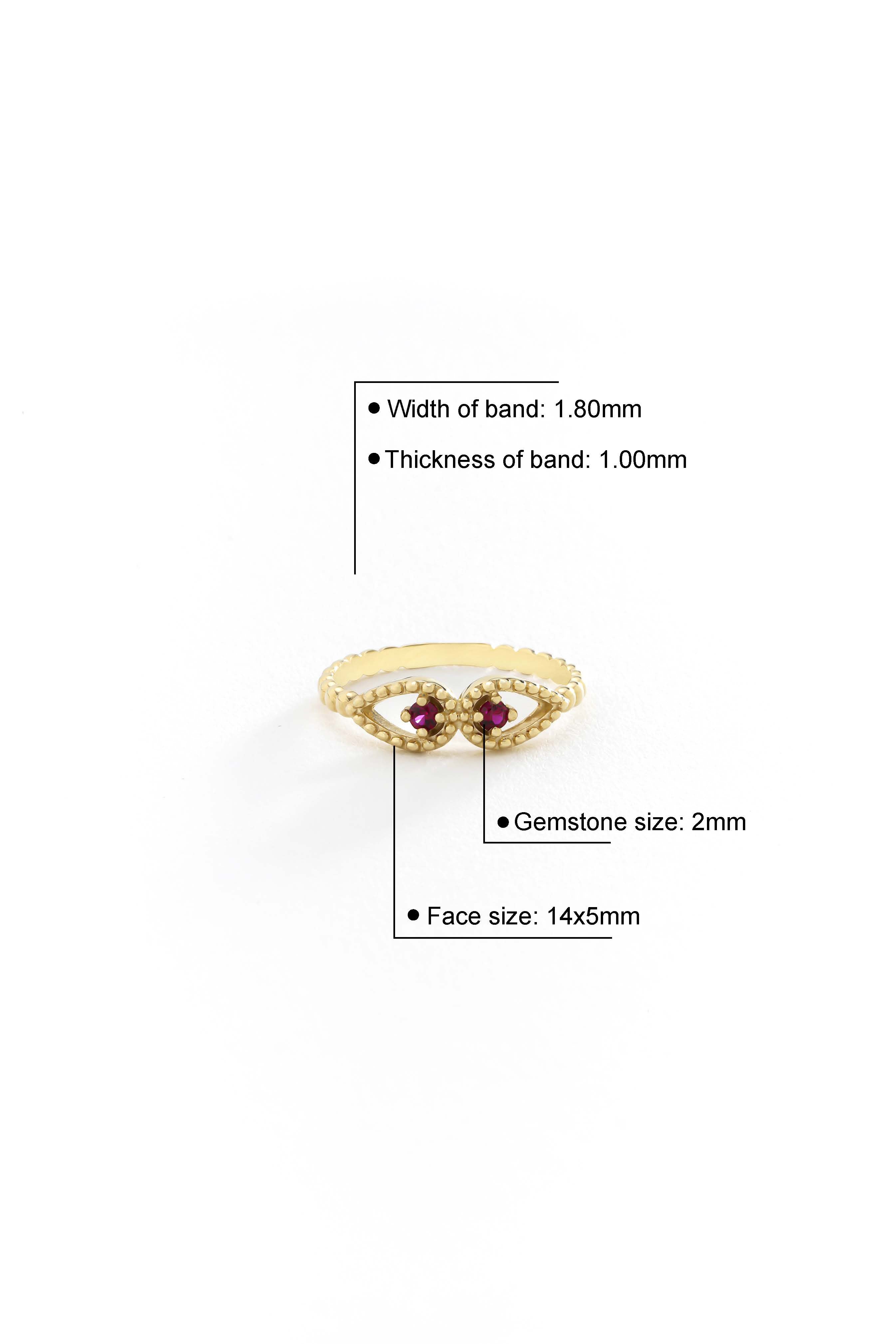 14k Gold Eternal Eyes Rhodolite Ring